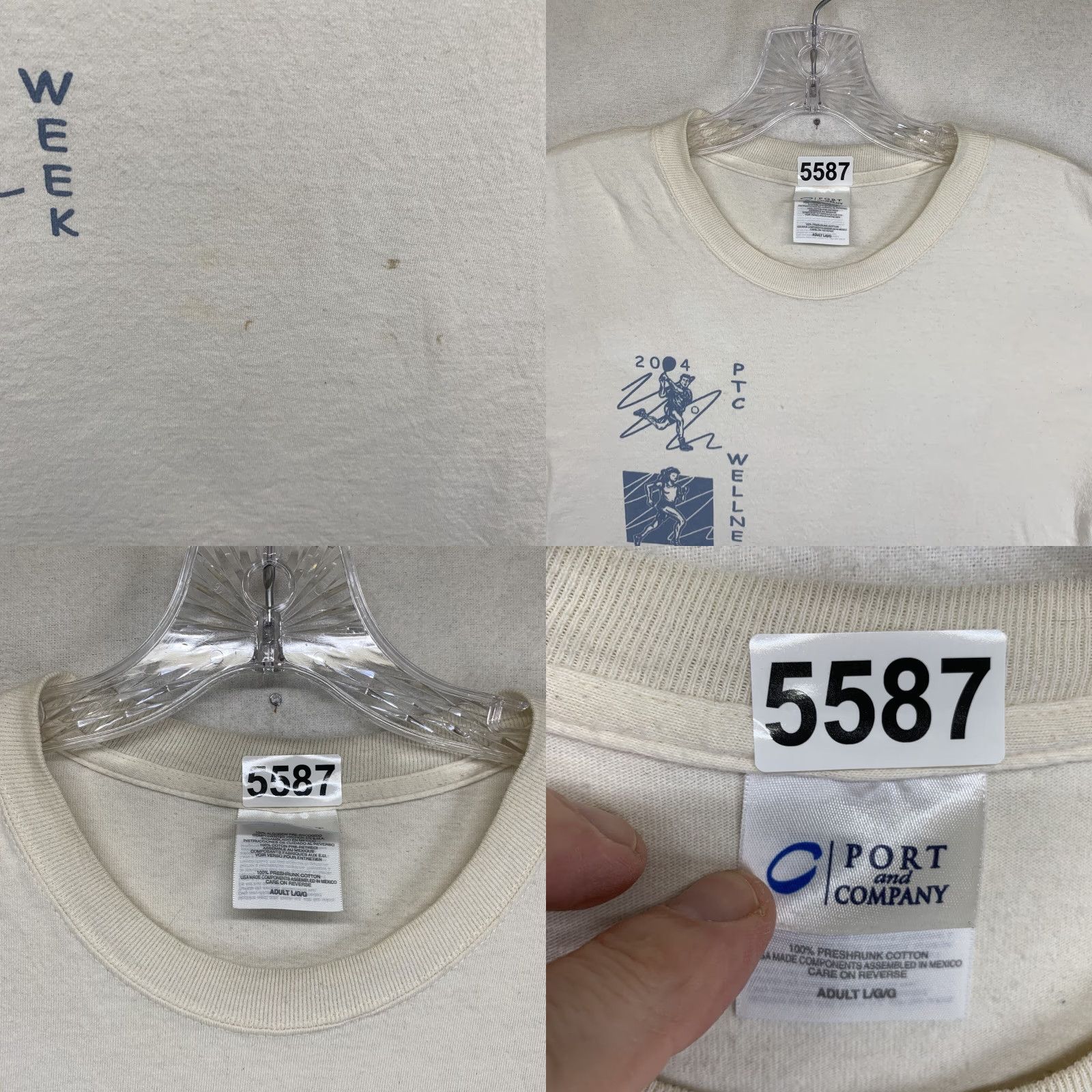 Port & Company VINTAGE Port & Company Graphic Print T-Shirt Unisex Adult Large Ivory Wellness Week USA Health y2k Size US L / EU 52-54 / 3 - 8 Thumbnail
