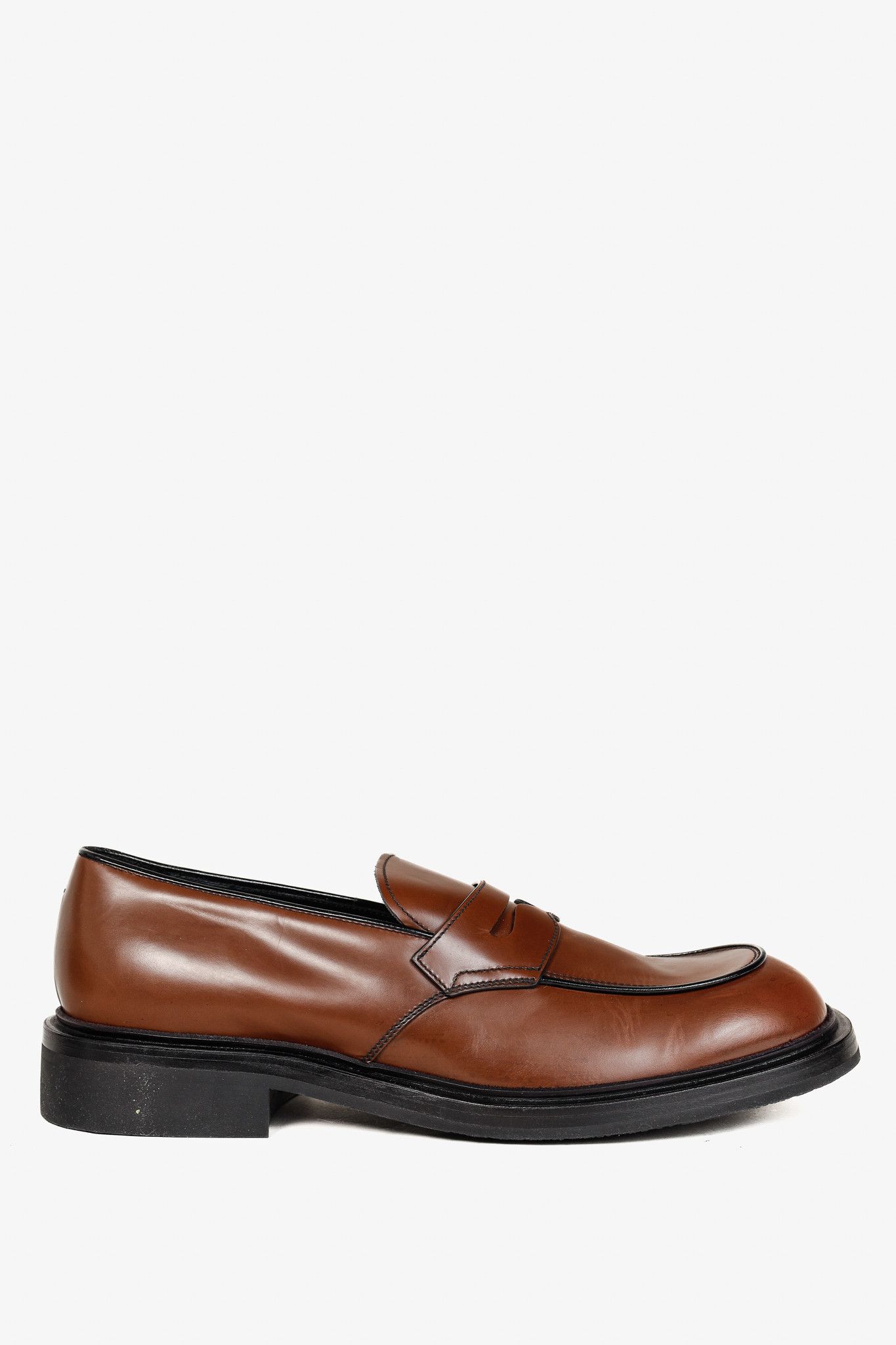 Prada Prada Bruciato Bright Calf Leather Round Toe Penny Loafers Size US 12 / EU 45 - 1 Thumbnail