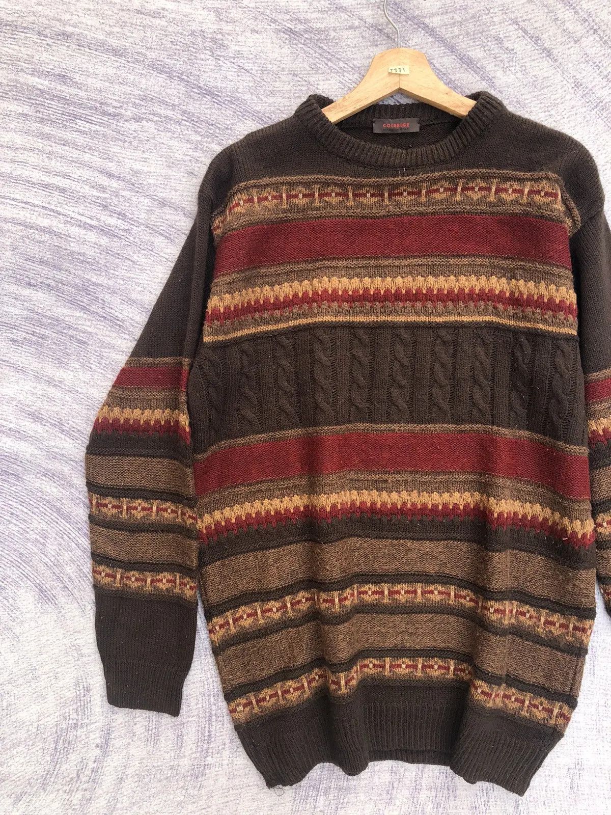 Aran Isles Knitwear × Homespun Knitwear 💥Vintage COLERIGE Stripe Pureknit Jumper Made In Italy Size US L / EU 52-54 / 3 - 3 Thumbnail
