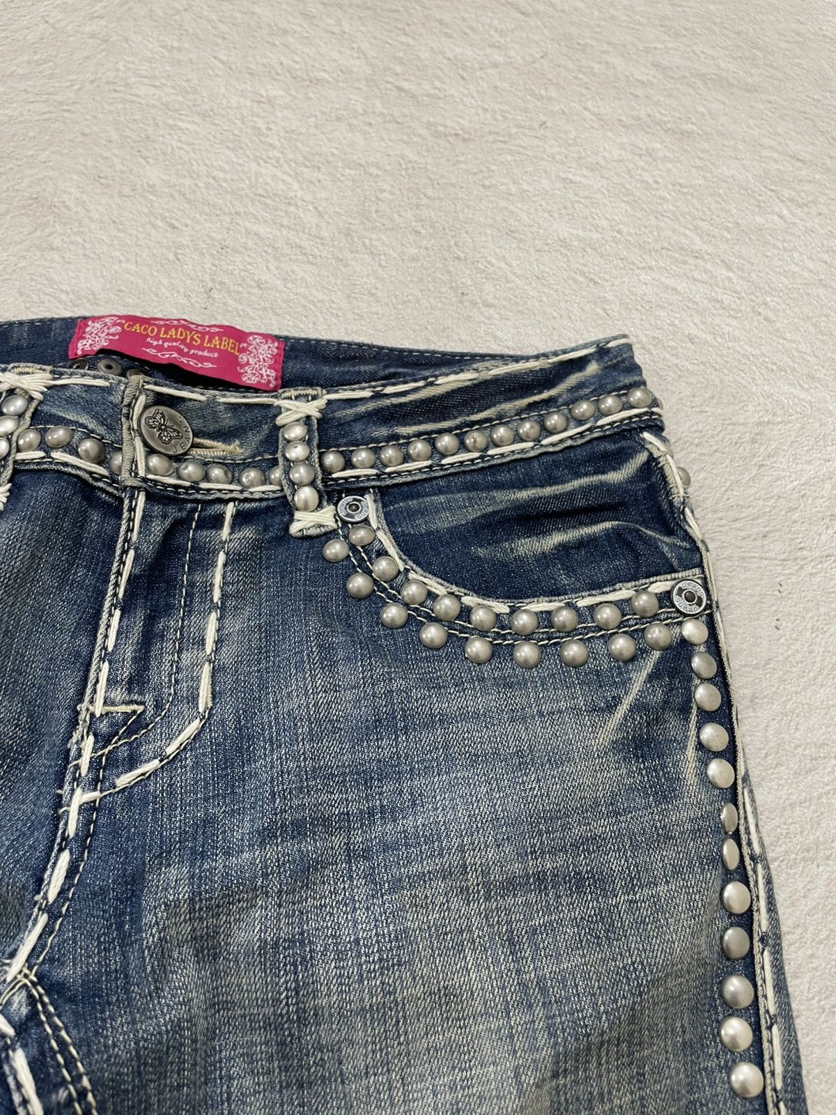 Japanese Brand 00s Studed Denim Embellished Y2K Designer Jeans Bling Pocket Size US 28 / EU 44 - 5 Thumbnail