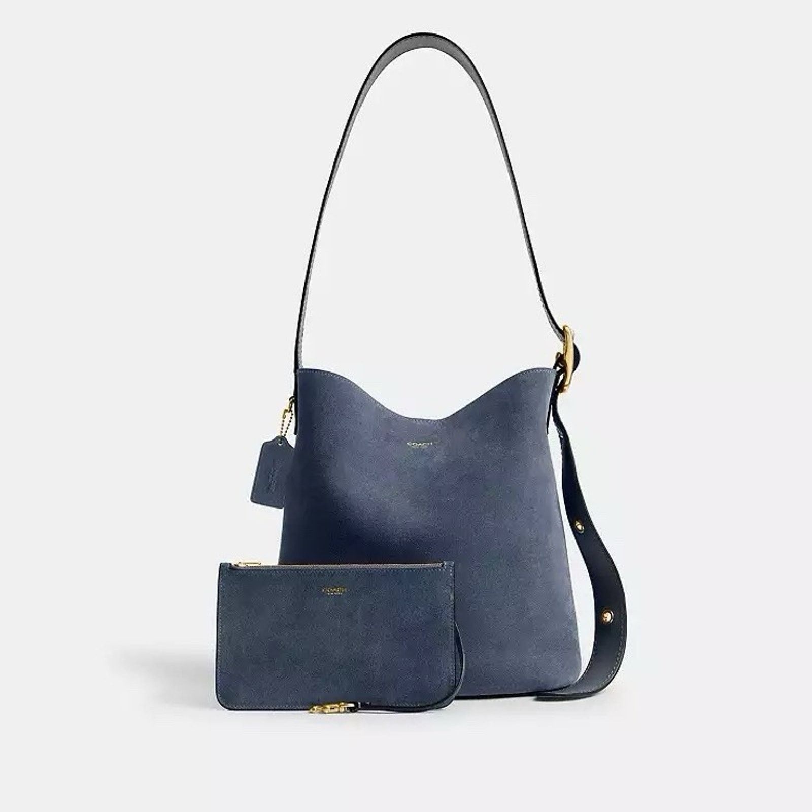 Coach NWT Coach Bleecker Bucket Bag CCC24 suede Brass/Light Denim Size ONE SIZE - 13 Thumbnail