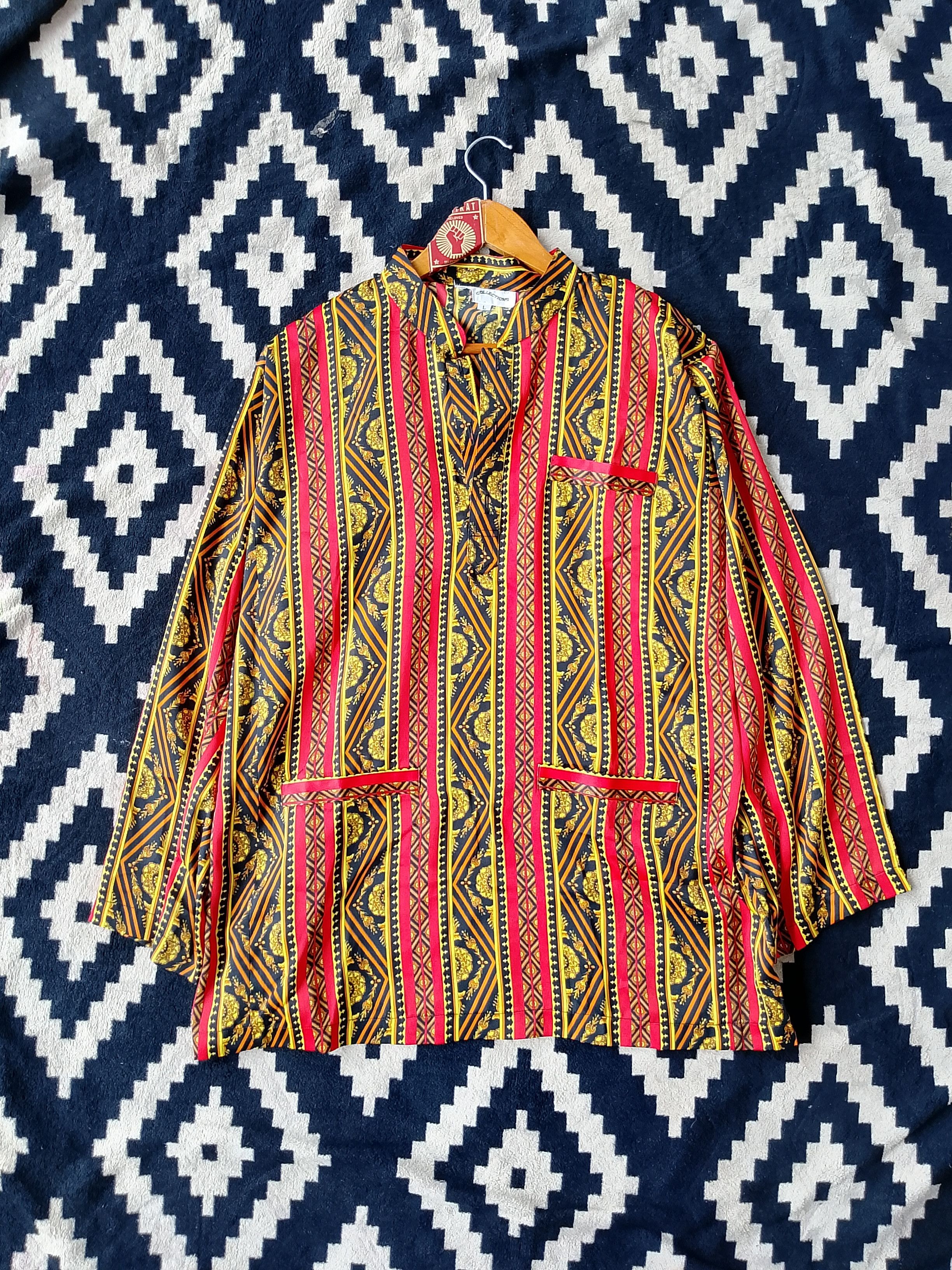 Vintage Vintage Cultural Geometric Stripe Avant-Garde Kurta Shirt Size US L / EU 52-54 / 3 - 2 Thumbnail