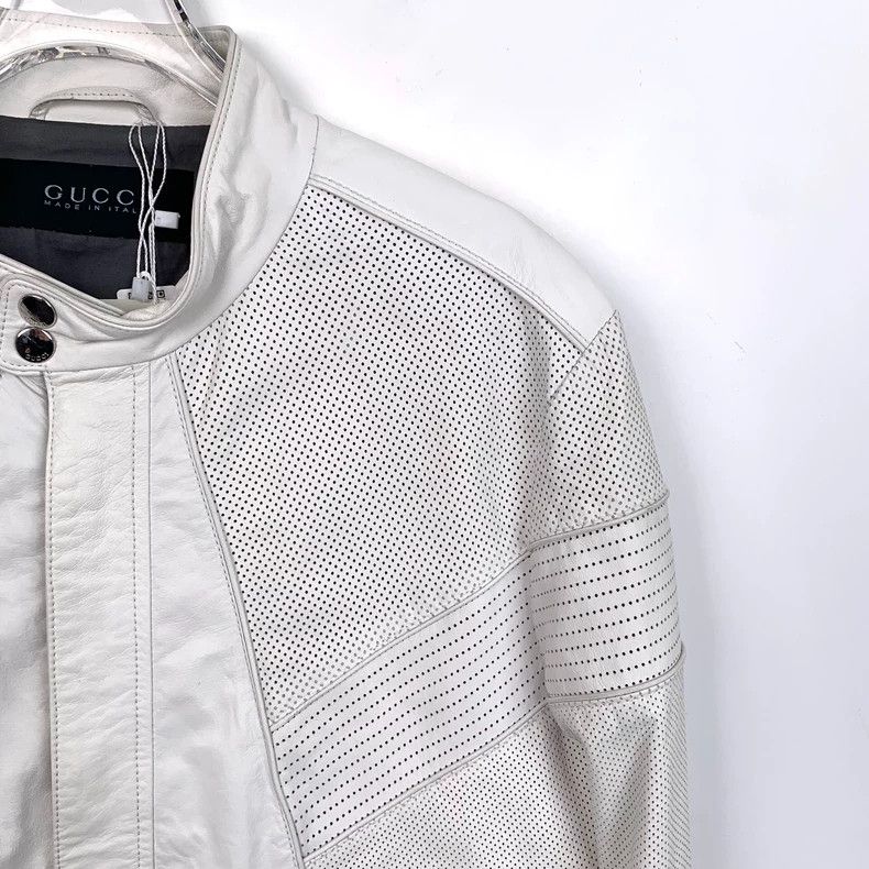 Gucci Gucci White hollow stitching jacket leather coat 2502-Nexta Size US M / EU 48-50 / 2 - 3 Thumbnail
