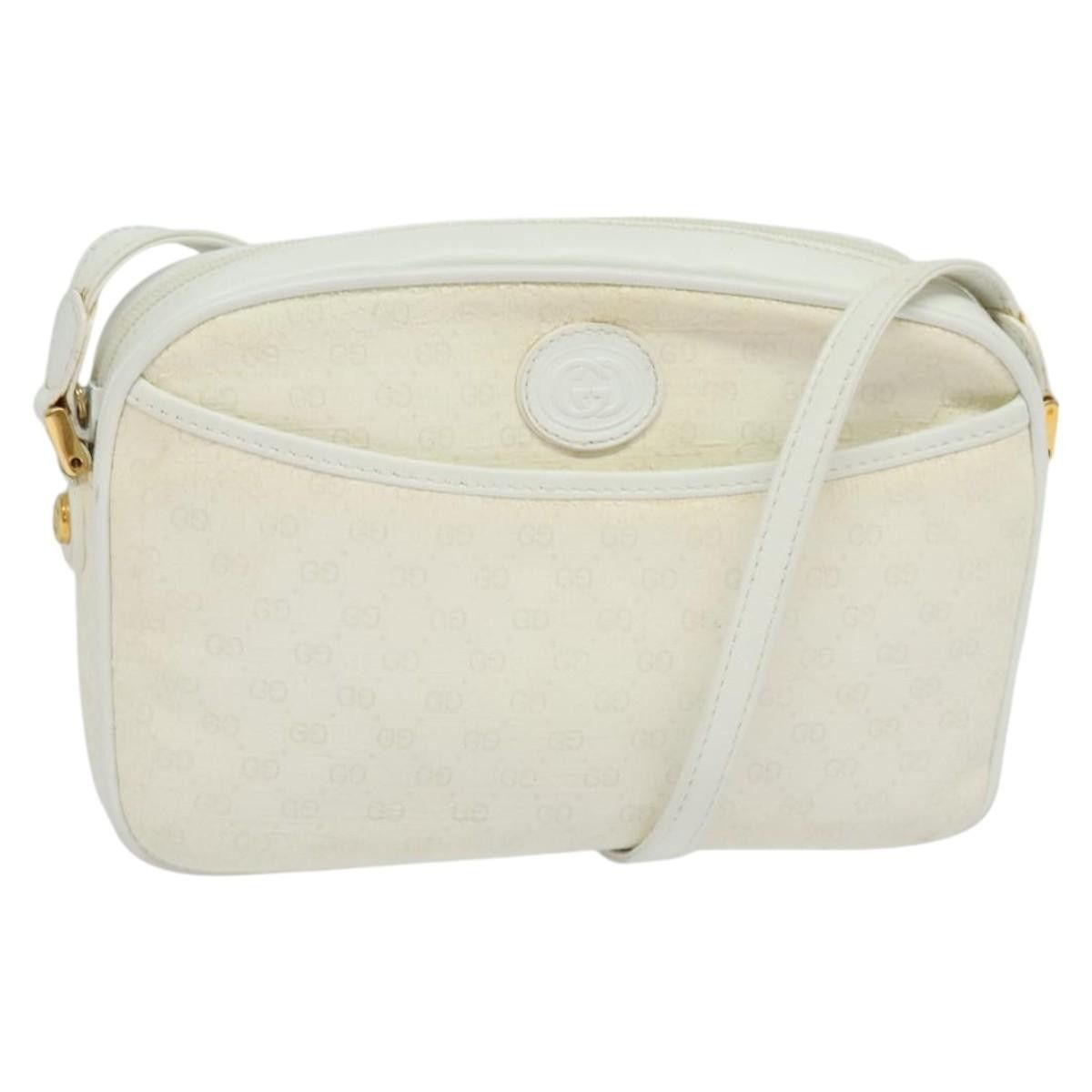Gucci Micro GG Canvas Shoulder Bag White Gold Auth Ba1056 in White/Gold, Women's