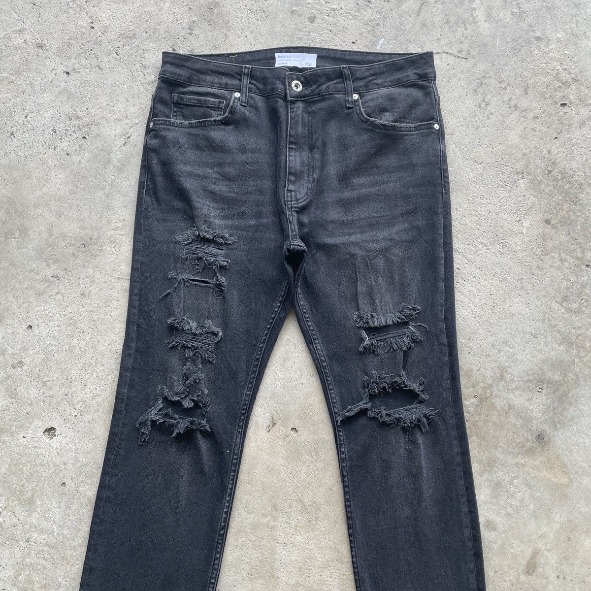 Japanese Brand Vintage Bershka Distressed Like Amiri Black Jeans Pants W32 Size US 32 / EU 48 - 3 Thumbnail
