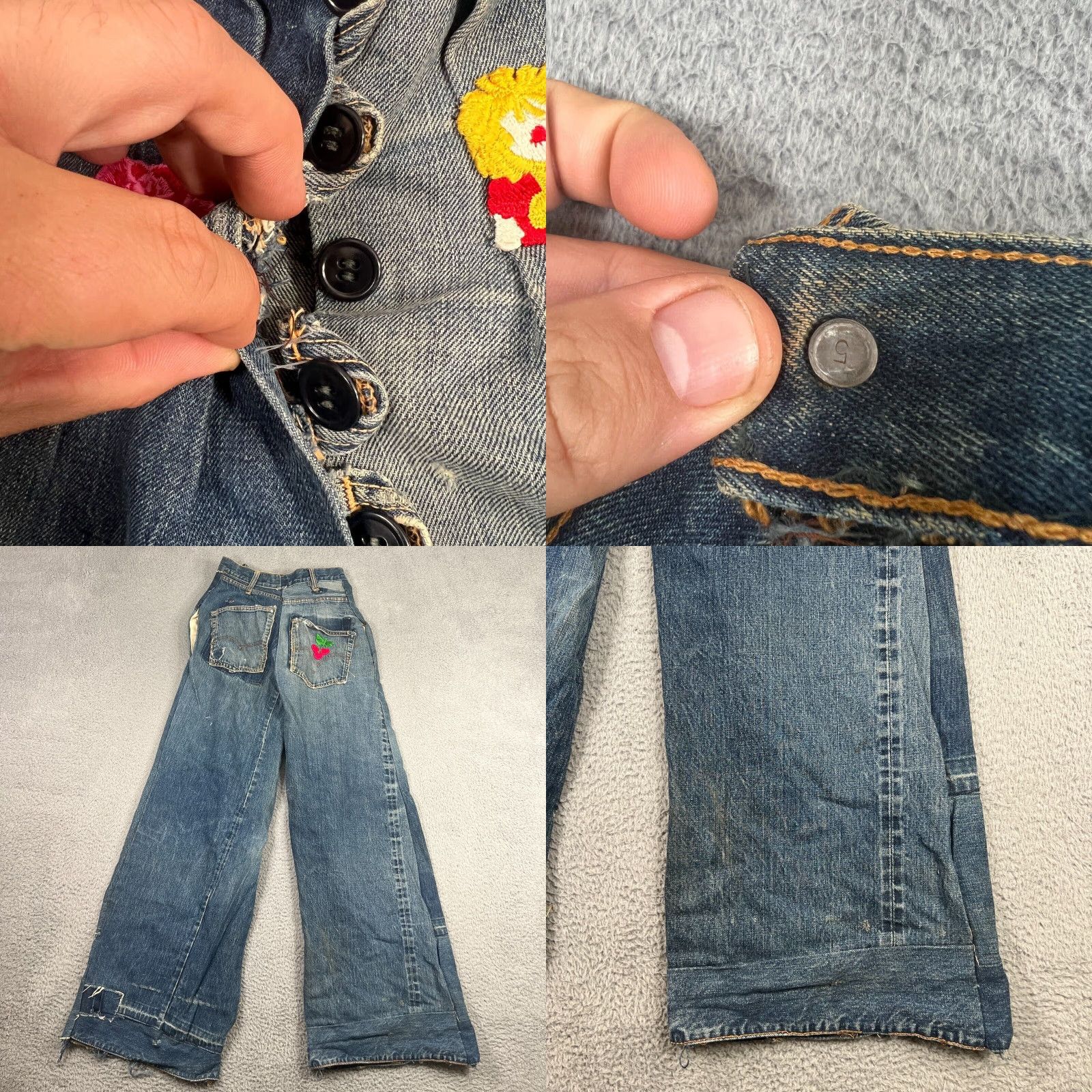 Levi's VINTAGE Levi's 501 Jeans 34x30 Dark Denim Flared Hippie Patchwork 80s Mens Size US 34 / EU 50 - 8 Thumbnail
