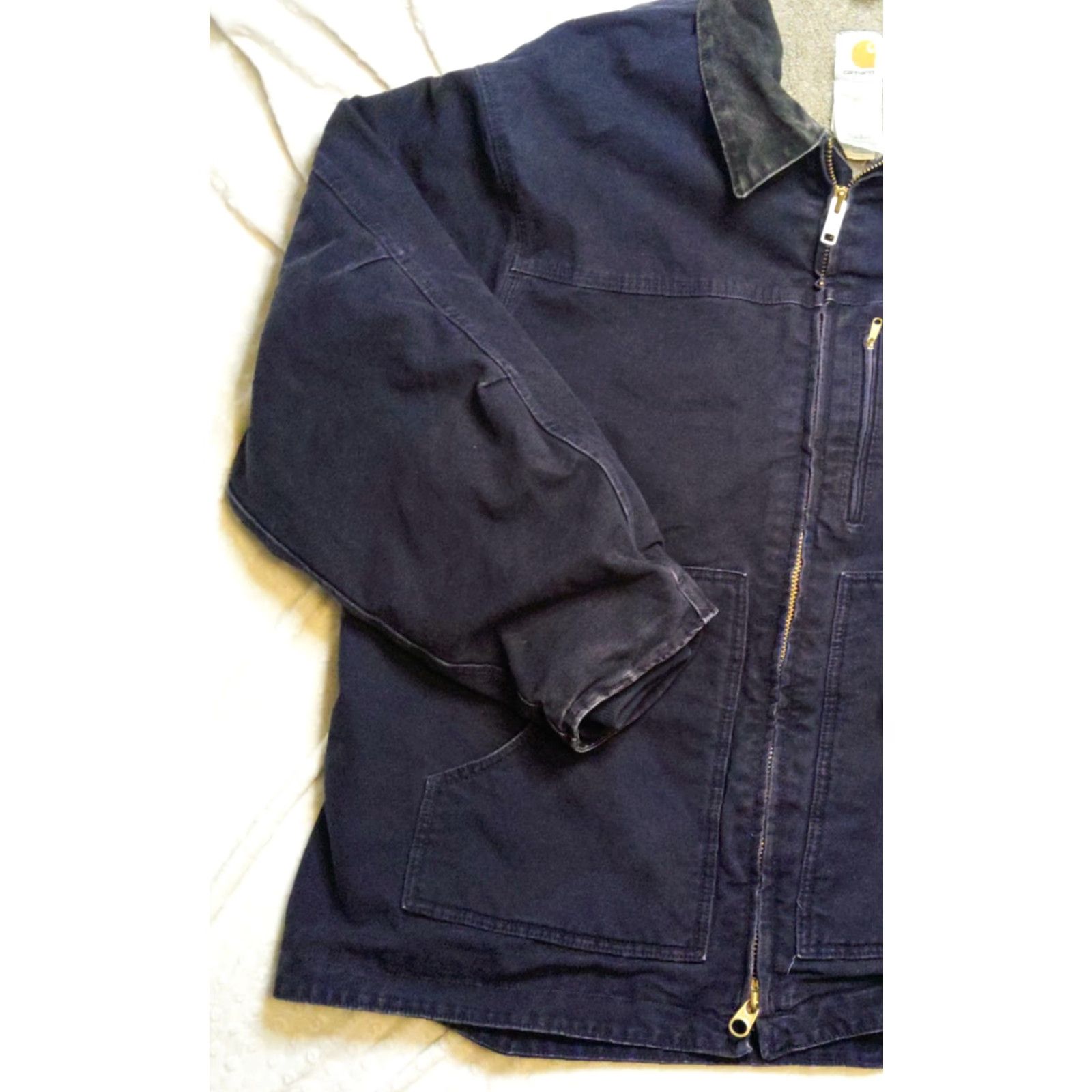 Carhartt VTG Carhartt Ridge Coat Jacket Navy Blue 3XL Lined Sherpa Sandstone Canvas Workwear Casual Winter Fall Spring Mens Size US XXL / EU 58 / 5 - 3 Thumbnail