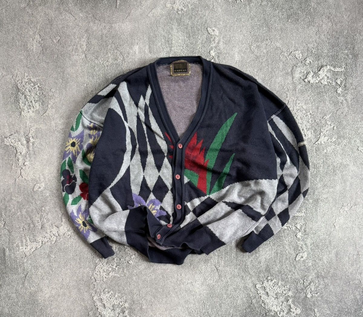 Vintage Portobello’s 54 all printed flower cardigan sweater knitwear Size US L / EU 52-54 / 3 - 1 Thumbnail