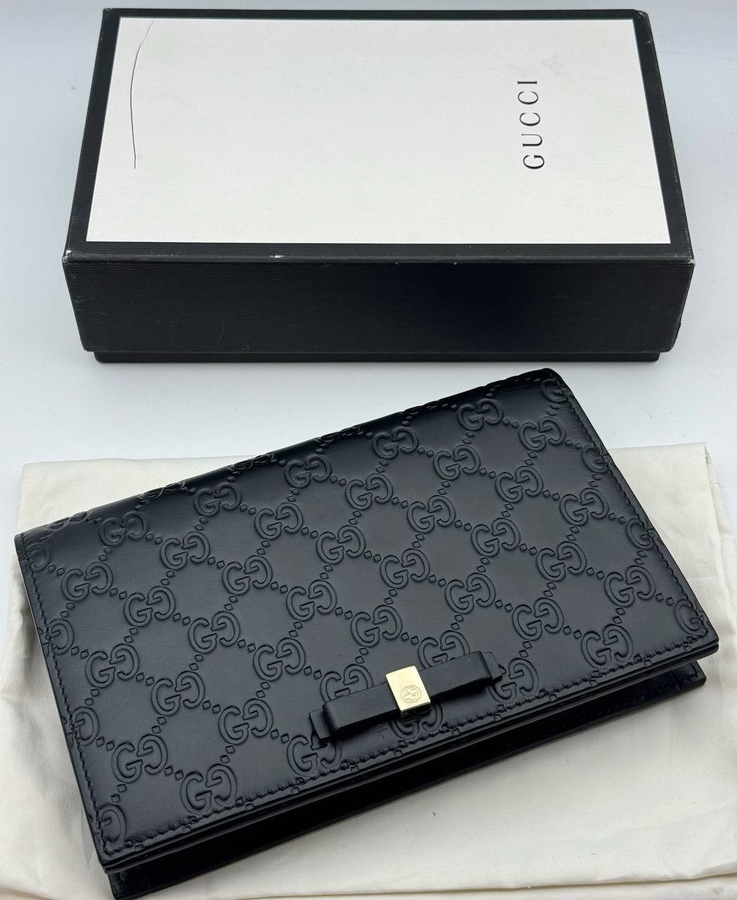 Gucci Gucci Wallet Chain Crossbody Bag Guccisima Leather Black Size ONE SIZE - 6 Thumbnail