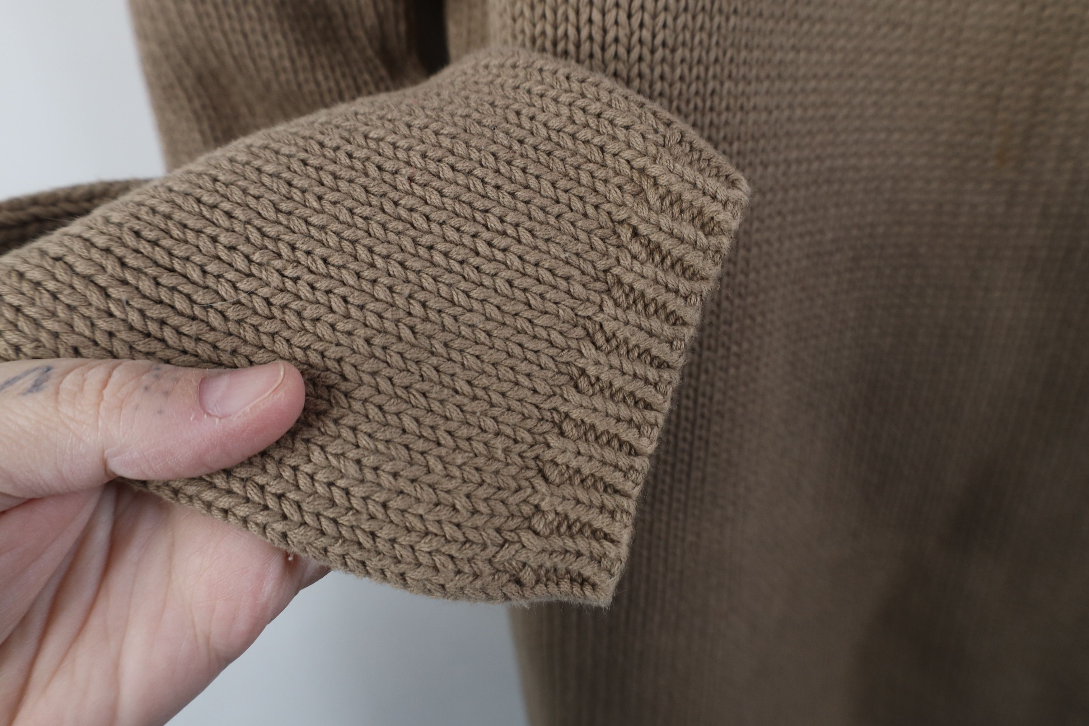 Vintage Vinage 90s Streetwear Blank Cotton Ribbed Knit Sweater Beige Size M / US 6-8 / IT 42-44 - 7 Thumbnail