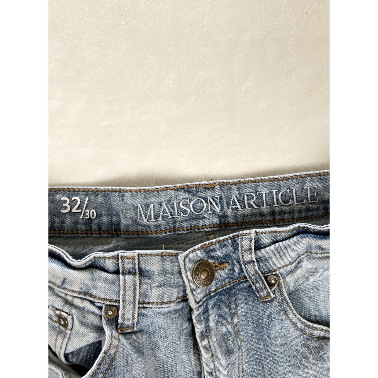 Denime Maison Article Jeans Mens 32x30 Blue Distressed Johnny Straight Leg Denim Pants Jeans Mens 32x30 Blue Distressed Johnny Straight Leg Denim Pants Size US 32 / EU 48 - 2 Thumbnail