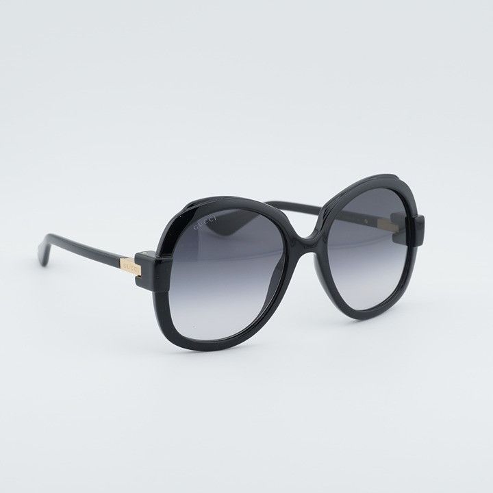 Gucci Gucci GG1432S 002 Butterfly Sunglasses Black Square Frame Size ONE SIZE - 1 Thumbnail