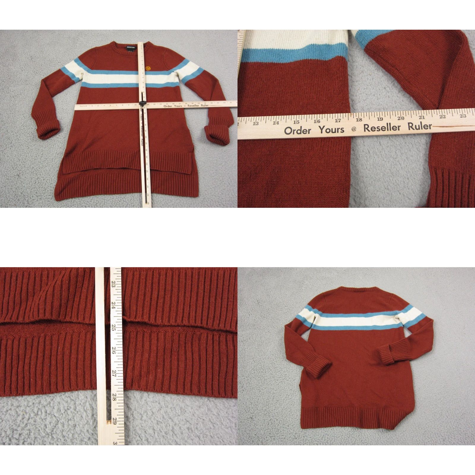 Burton VINTAGE Burton Sweater Adult Small Orange Blue White Wool Striped Casual Mens Size US S / EU 44-46 / 1 - 8 Thumbnail