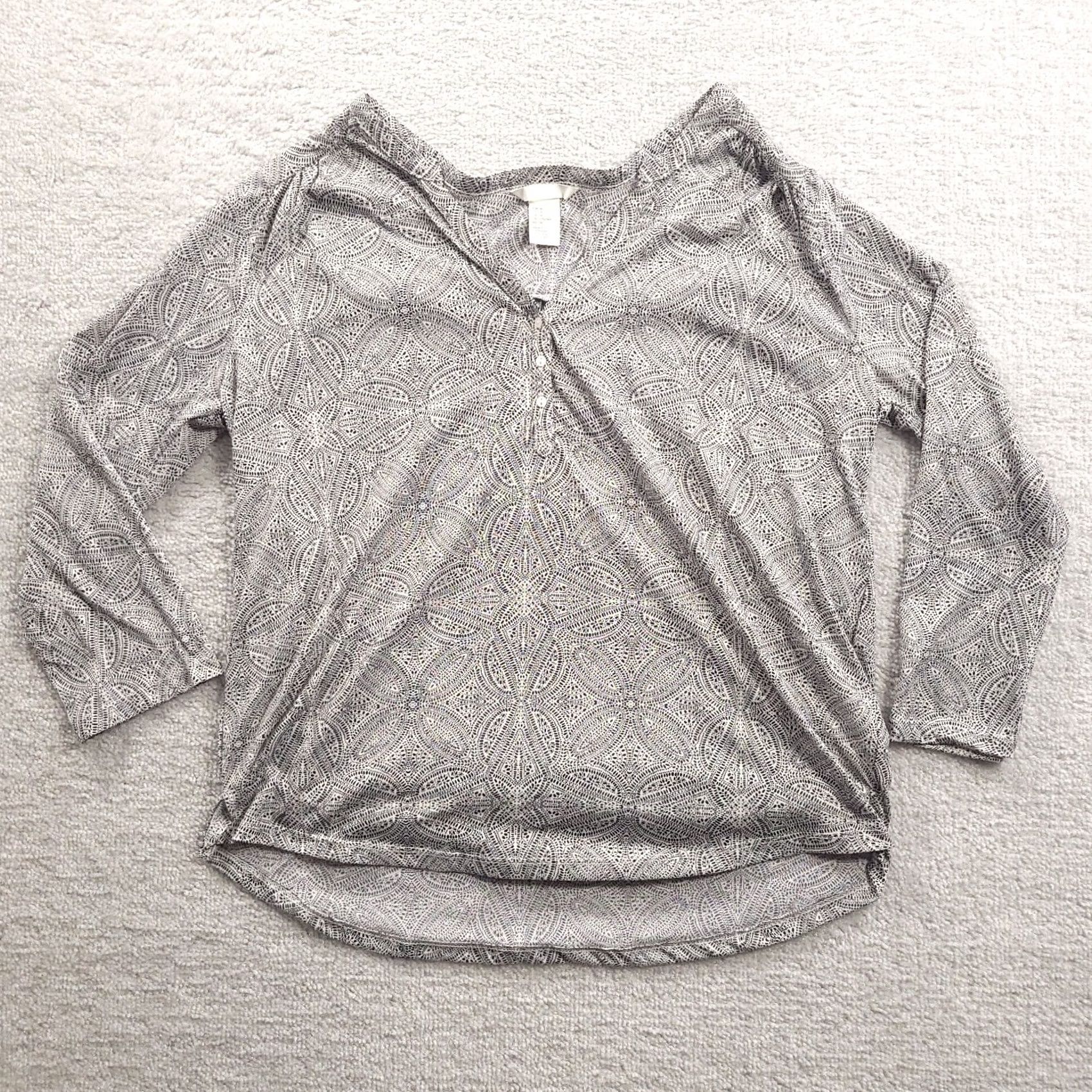 H&M H&M Blouse Womens M Women Size Long Sleeve Lightweight Neck Casual Geometric Size M / US 6-8 / IT 42-44 - 2 Thumbnail