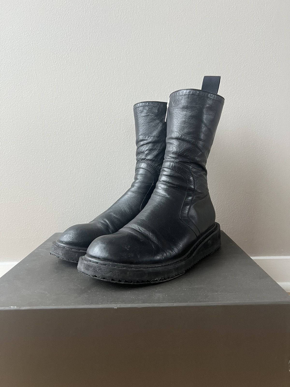 image of Rick Owens Ss10 Release Kangaroo Leather Creeper Boots in Black, Men's (Size 7)