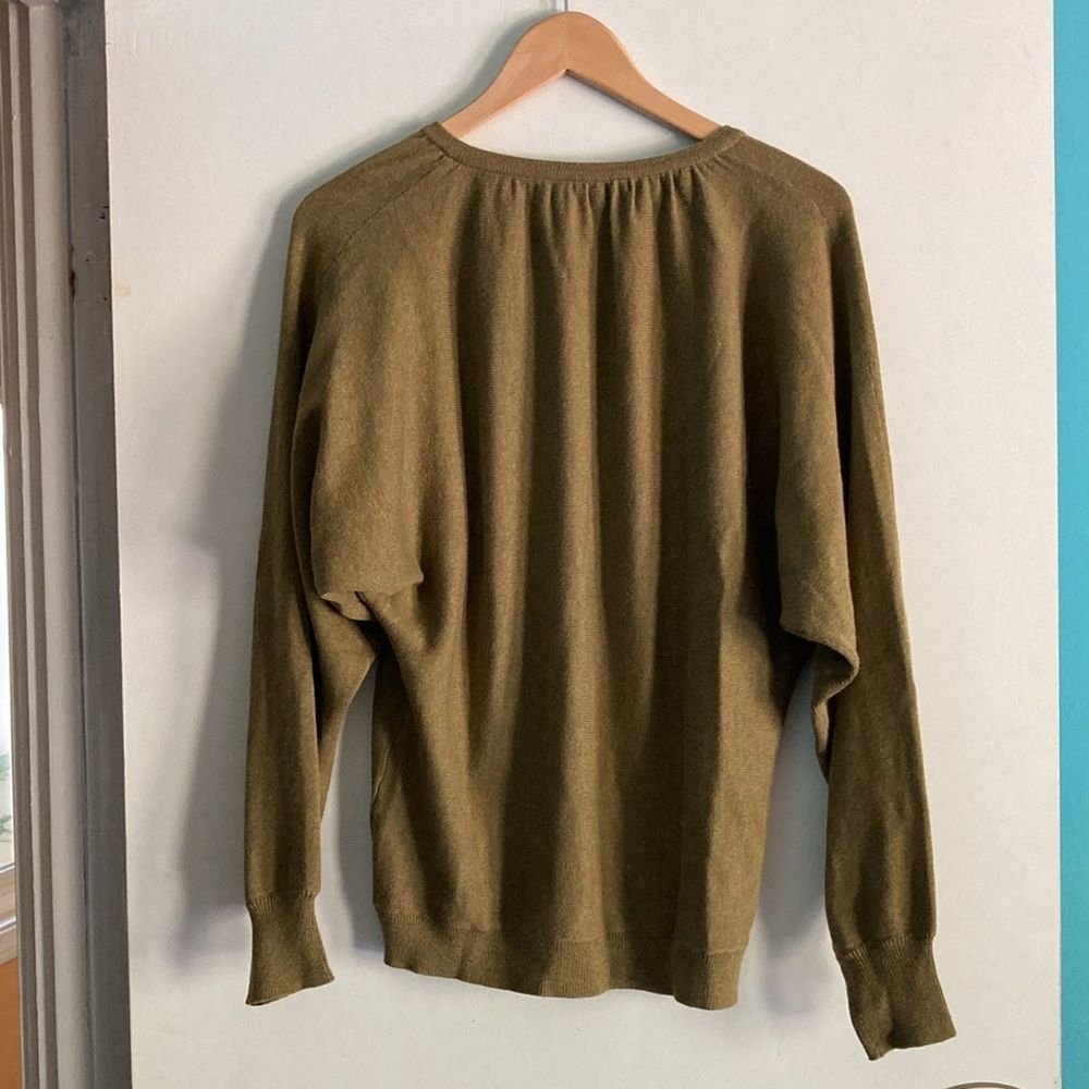 Magaschoni Magaschoni Size M Dolman Sleeve V-Neck Olive Knit Cardigan O Size M / US 6-8 / IT 42-44 - 4 Thumbnail