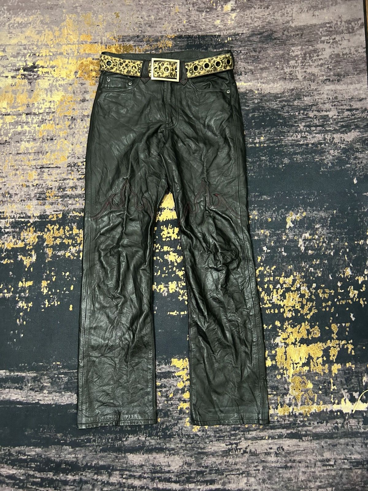 Takeo Kikuchi Takeo Kikuchi Fleur Leather Pants Size US 30 / EU 46 - 2 Thumbnail