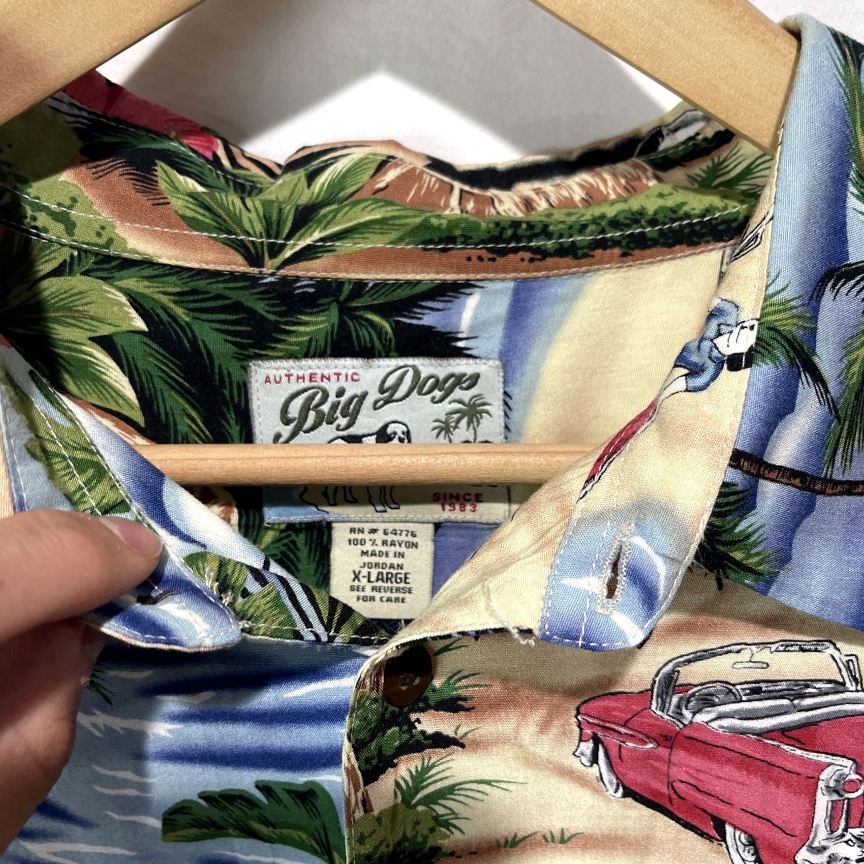Big Dogs Big Dogs Shirt Mens XL Hawaiian Floral Tropical Cars Vintage Button Up Short Sleeve Collared Size US XL / EU 56 / 4 - 6 Thumbnail
