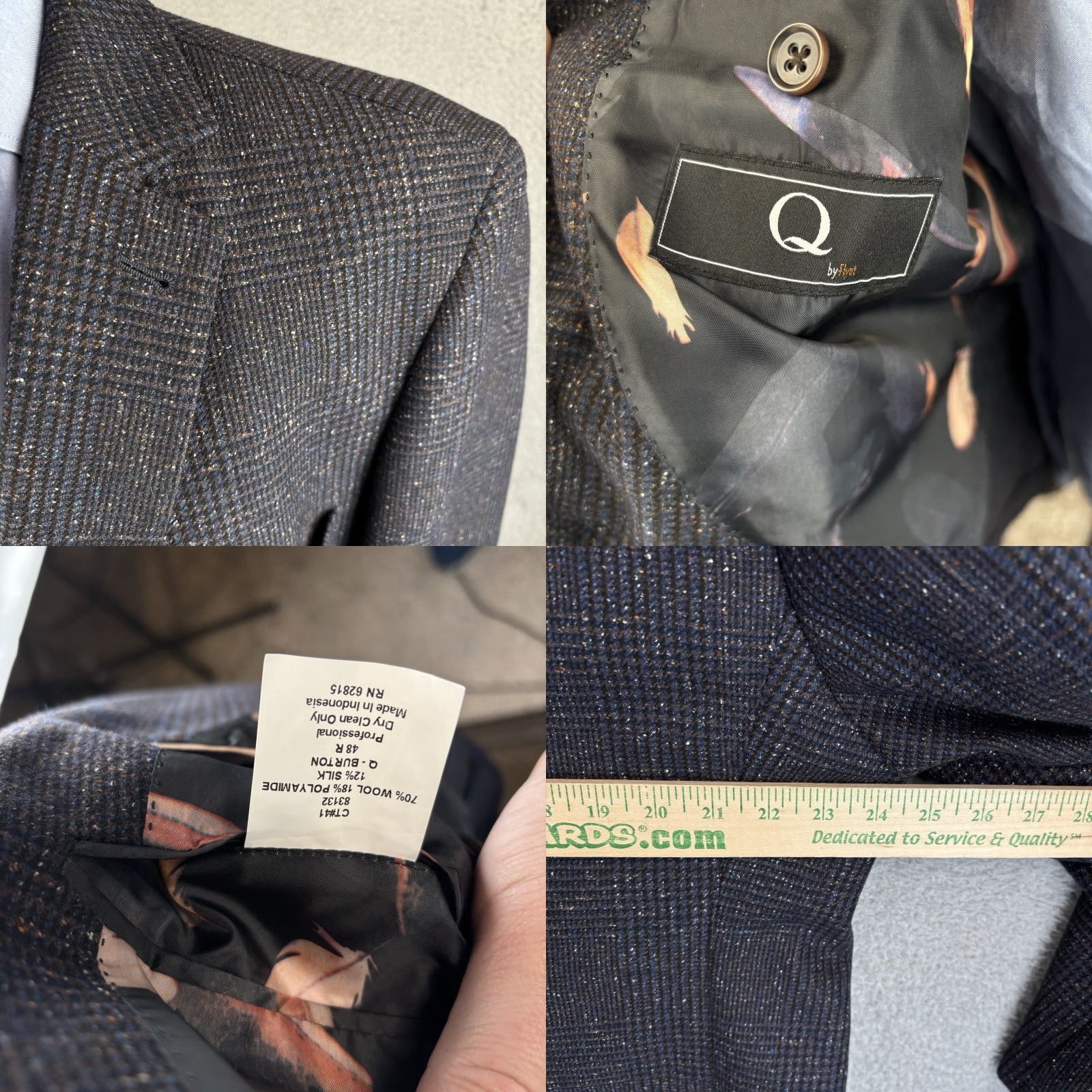 Vintage Q by Flynt Men Sport Coat Single-Breasted 2-Button Tweed Silk Wool Charcoal Glen Plaid 48R Jacket Regular Fit Notch Lapel Vintage? No (adjusted) Size US M / EU 48-50 / 2 - 8 Thumbnail