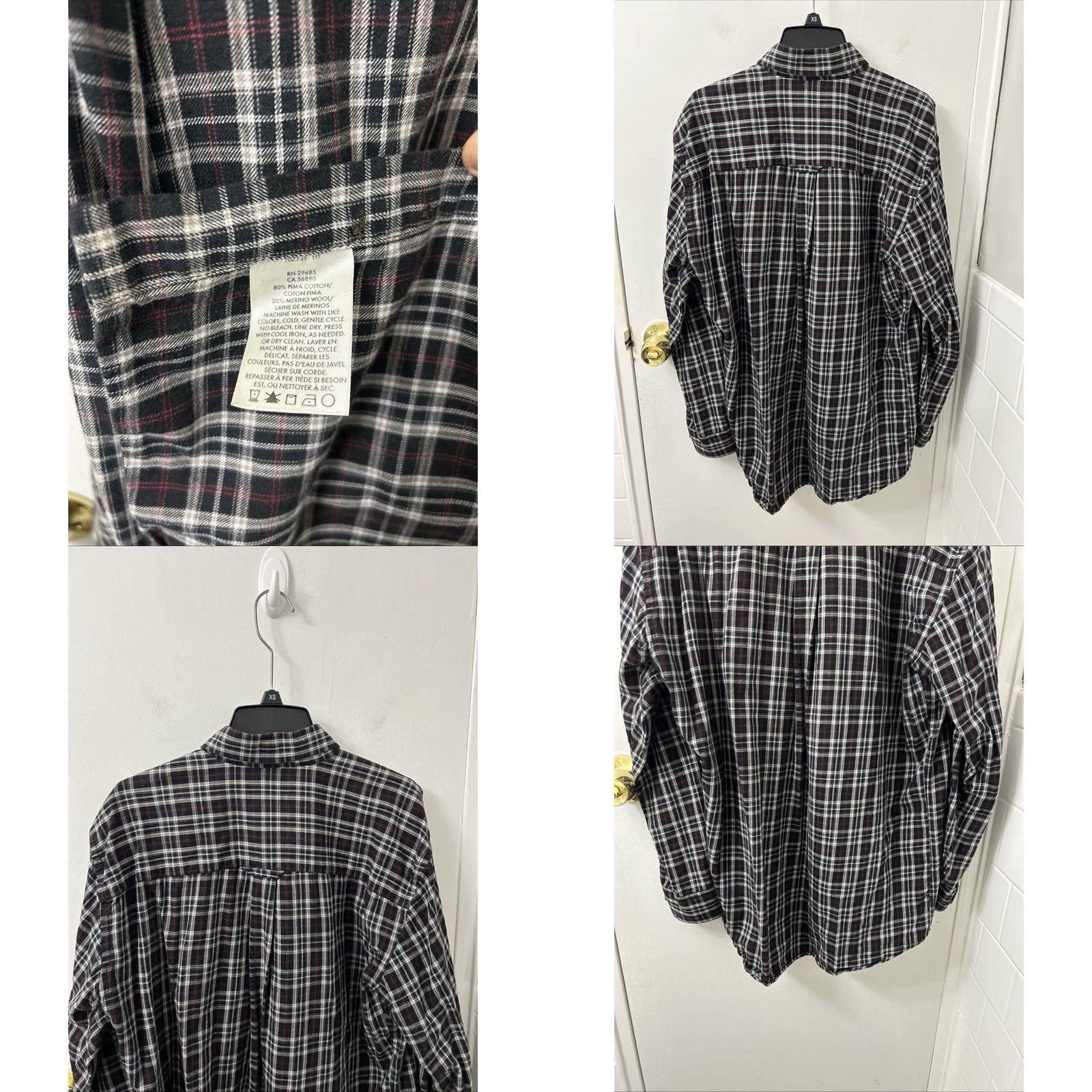 Pendleton Pendleton Shirt Mens Medium Black Plaid Merino Wool Pima Cotton Canterbury Cloth Size US M / EU 48-50 / 2 - 8 Thumbnail