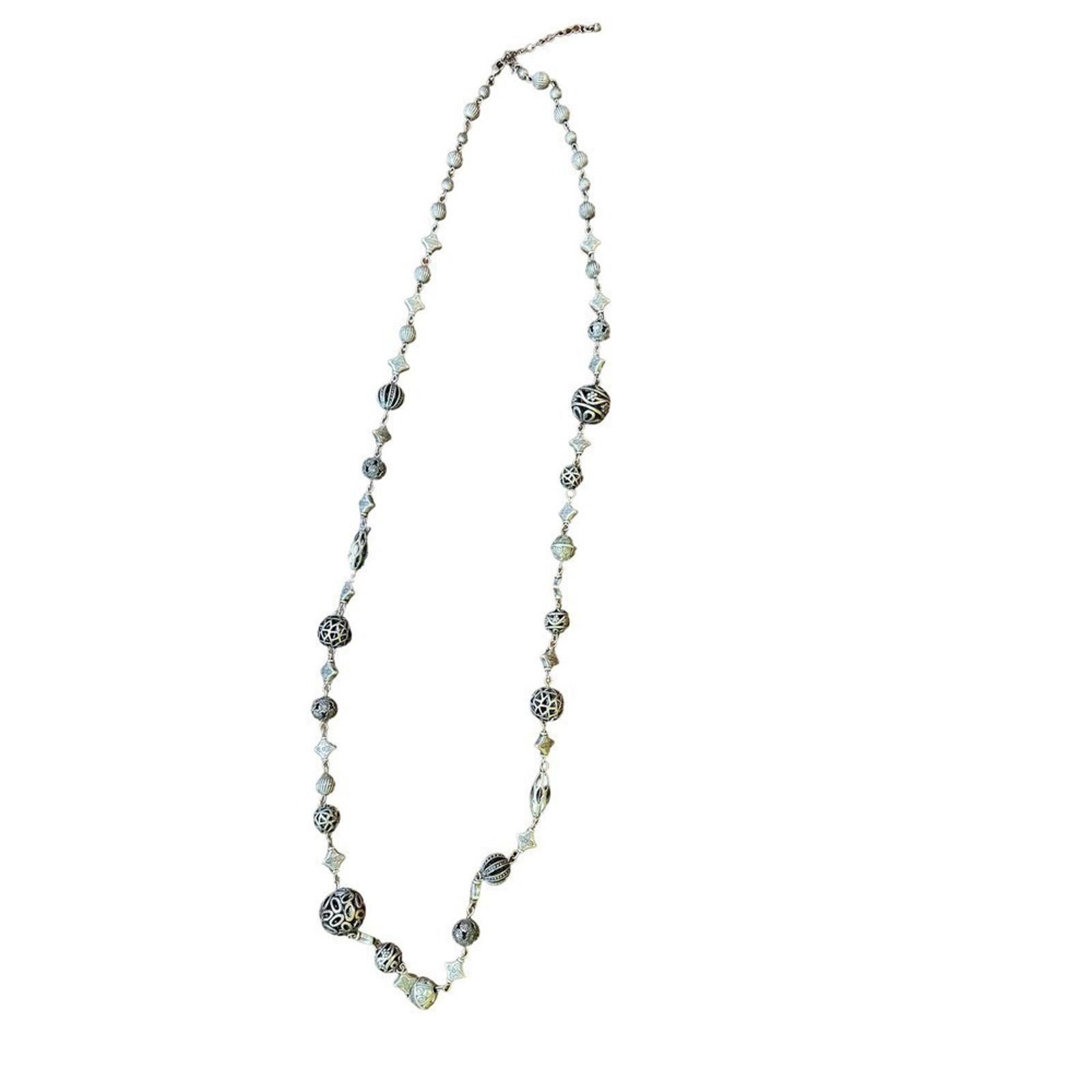 Vintage Vintage Silver Tone Fancy Beaded Necklace Size ONE SIZE - 5 Thumbnail