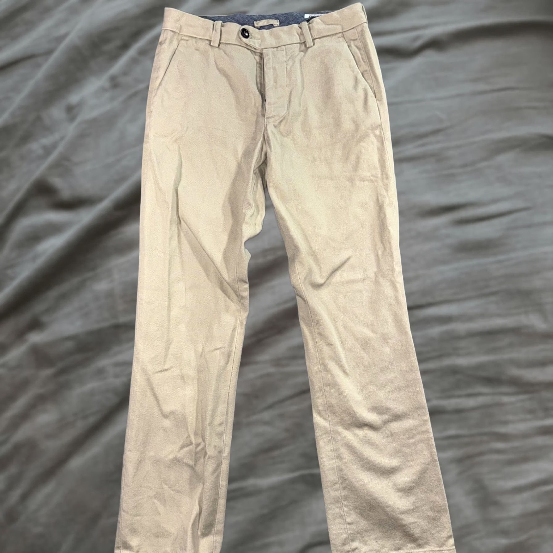 Gustin Gustin Mens 30 Beige Chino Straight Fit Button Fly Twill Pants Casual USA Size US 30 / EU 46 - 1 Thumbnail