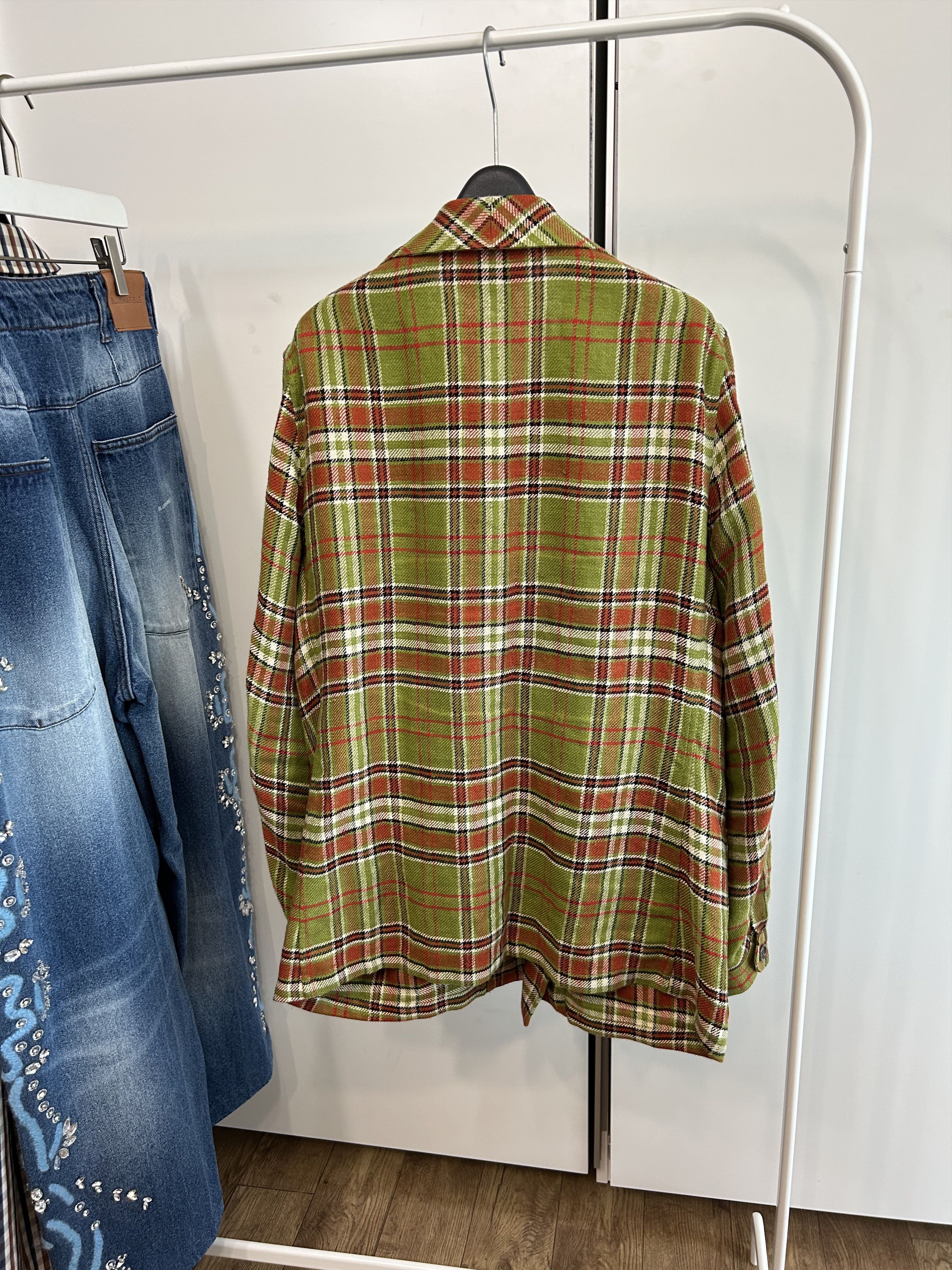 Gucci GUCCI Olive Tartan Double-Breasted Jacket Size US S / EU 44-46 / 1 - 7 Thumbnail
