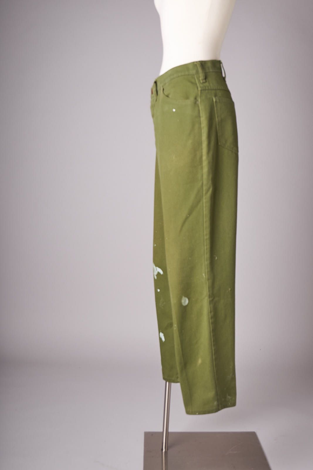 Vintage 1970s Green Trousers Paint Splatter Pants Military Size US 34 / EU 50 - 2 Thumbnail