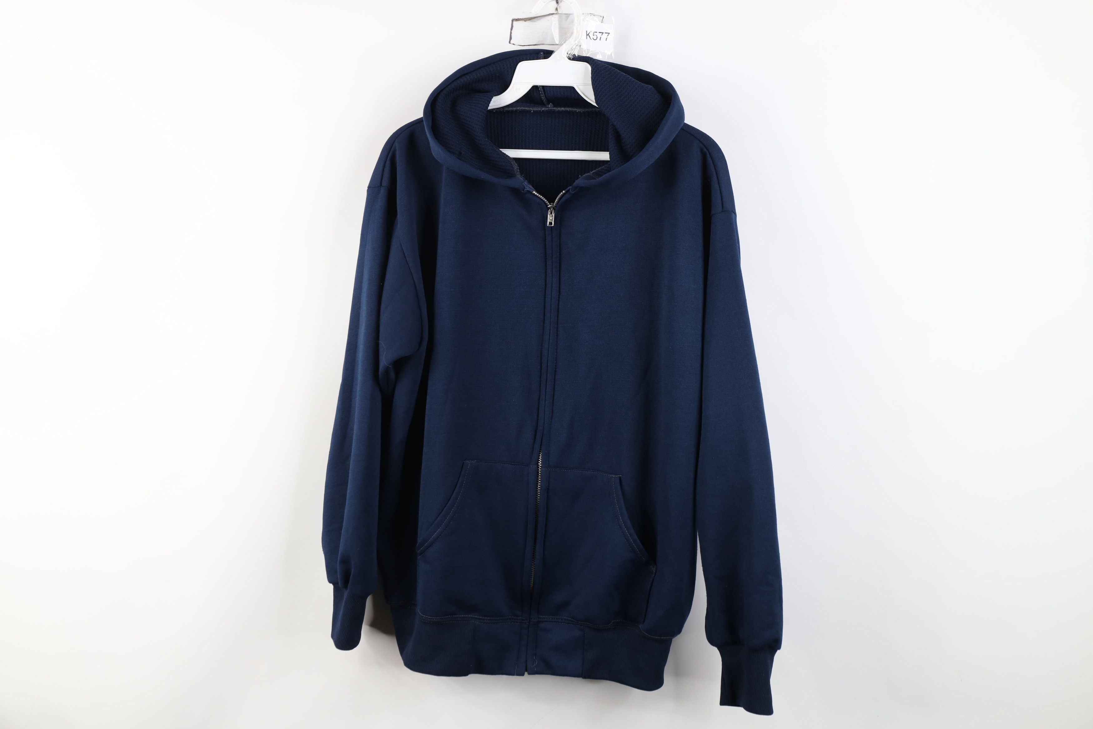 Vintage Vintage 70s Streetwear Thermal Waffle Lined Hoodie Blue USA Size US M / EU 48-50 / 2 - 1 Thumbnail