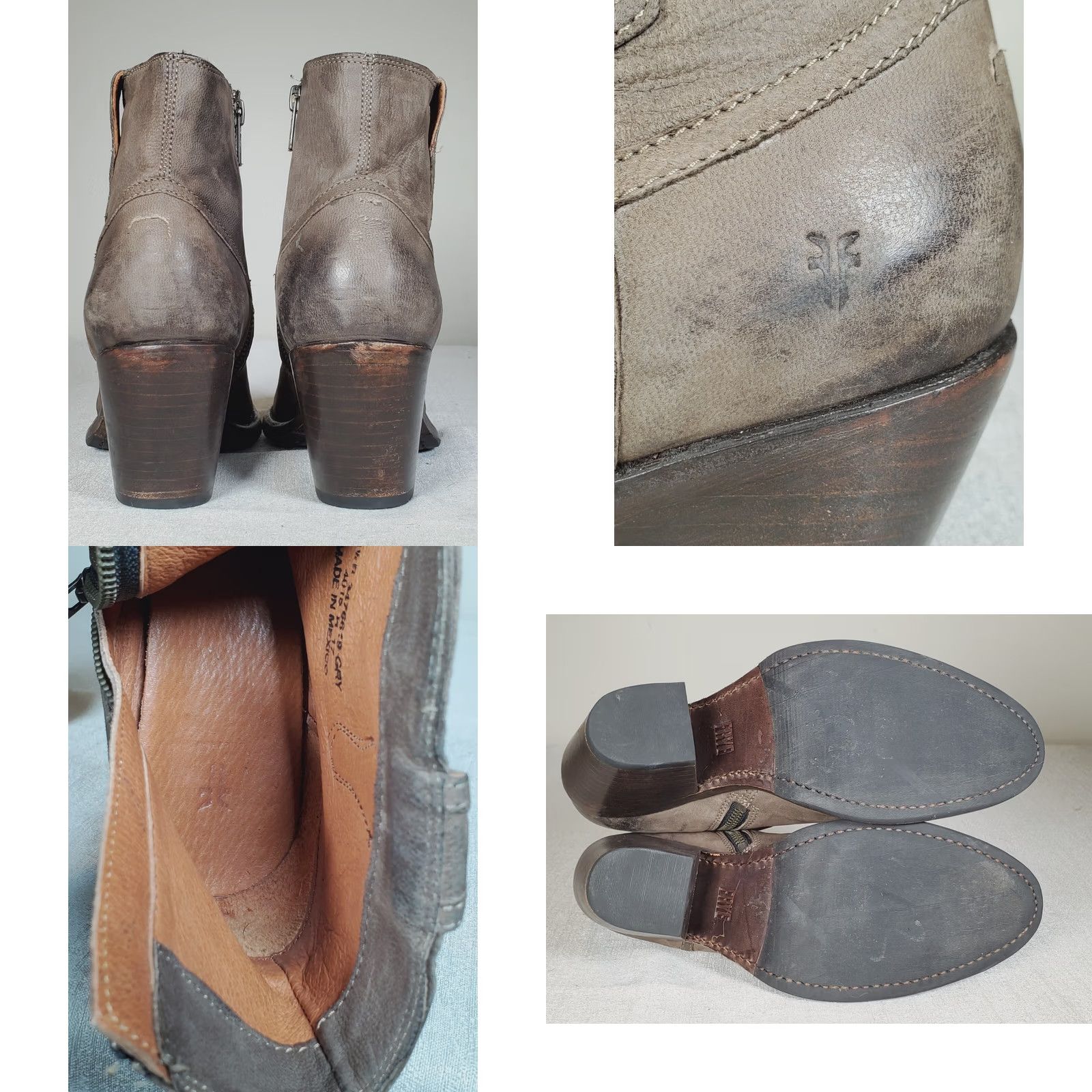 Frye Frye Tie Womens Gray Lillian Nubuck Western Ankle Booties Block Heel Women Size US 9 / IT 39 - 8 Thumbnail