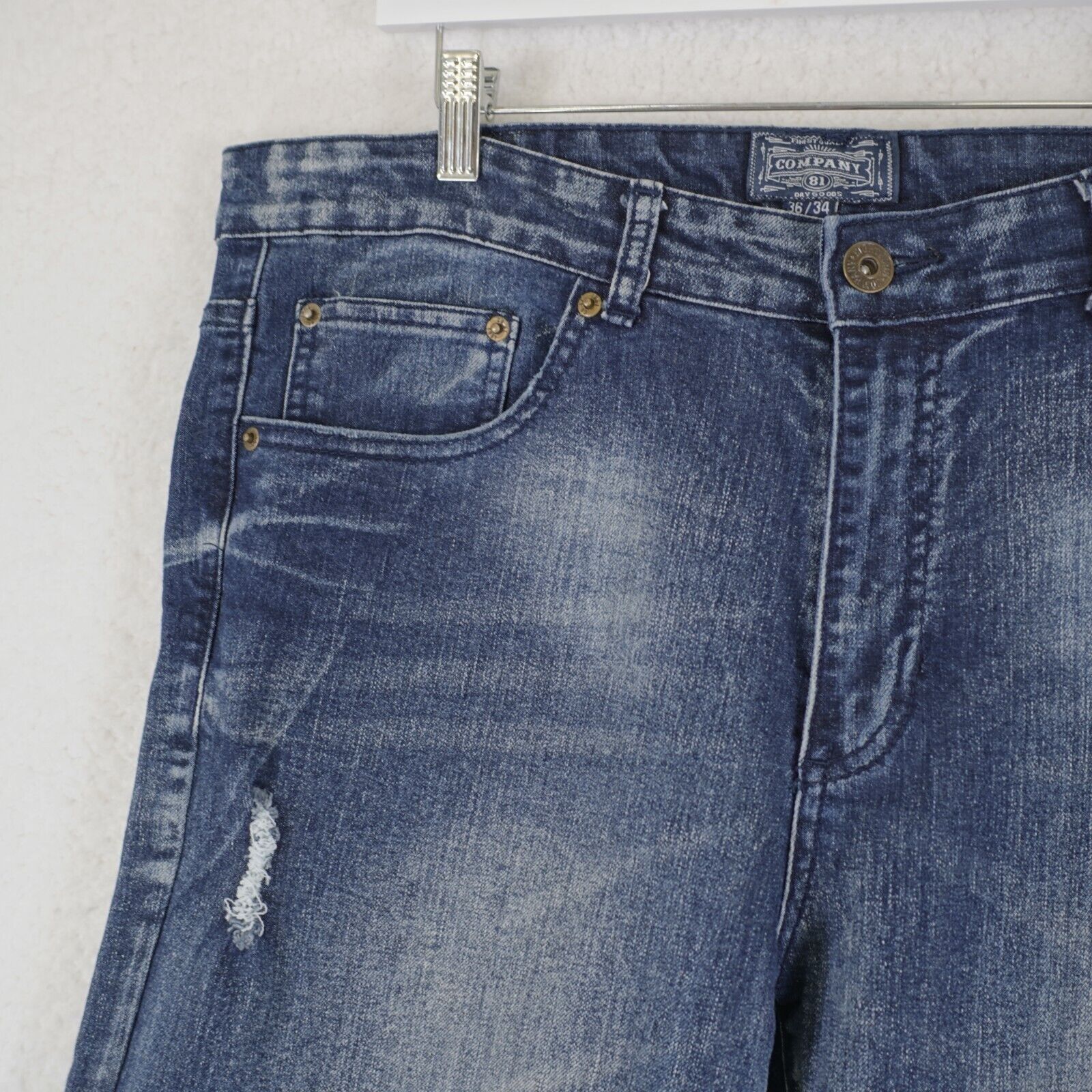 Company 81 Company 81 Stone Wash Wiskering Denim Blue Jeans 38/34 Mid R Size US 38 / EU 54 - 4 Thumbnail