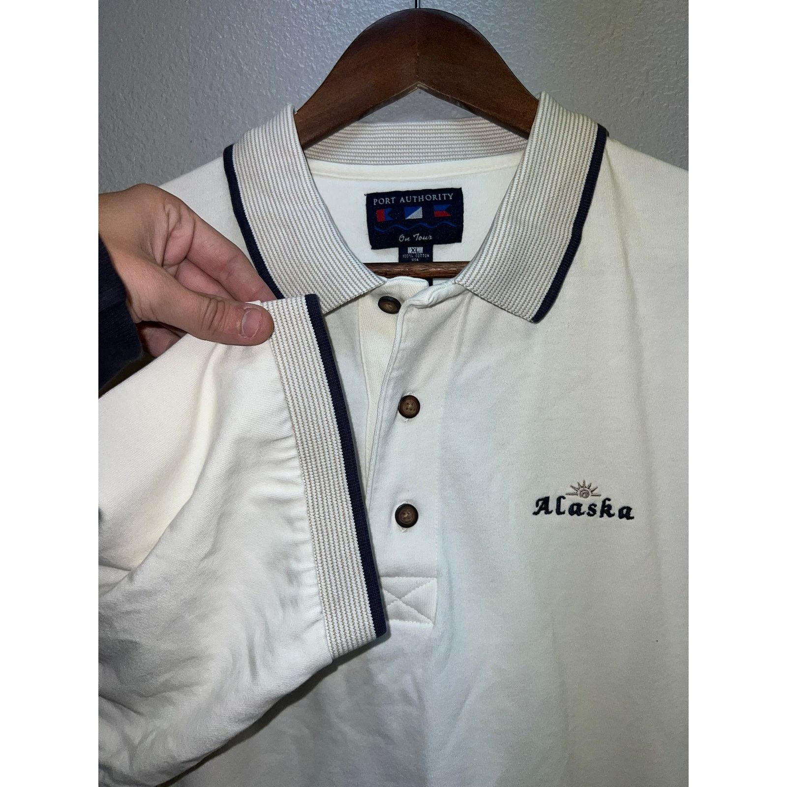 Port Authority Vintage Alaska Polo White Collared 100% Cotton Mens XL Size US XL / EU 56 / 4 - 4 Thumbnail