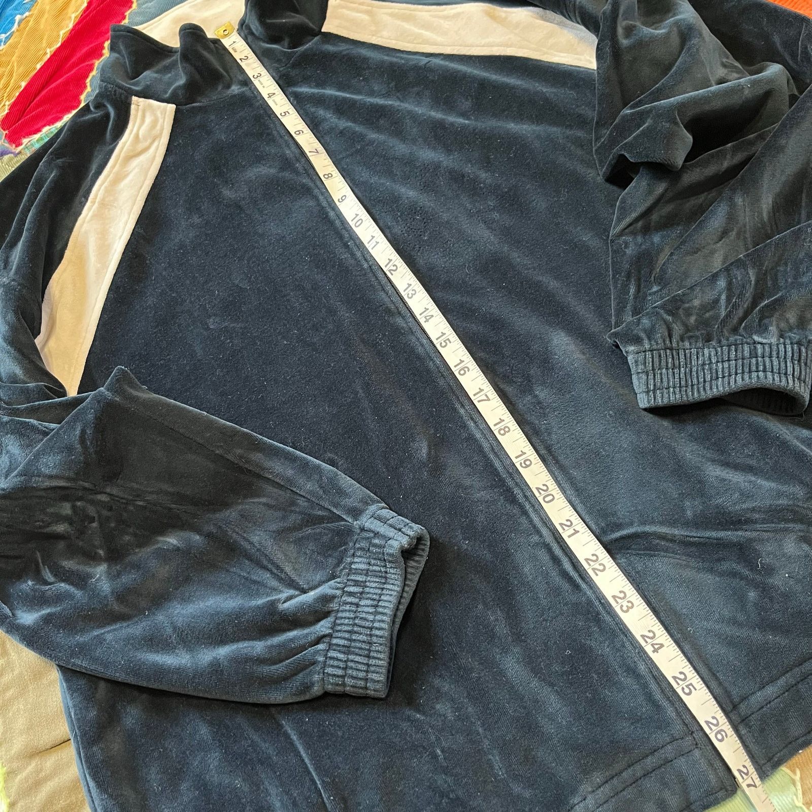 Other Y2K Ultra Soft Black w/ Cream Stripes Full Zip Track Jacket Size US L / EU 52-54 / 3 - 3 Thumbnail