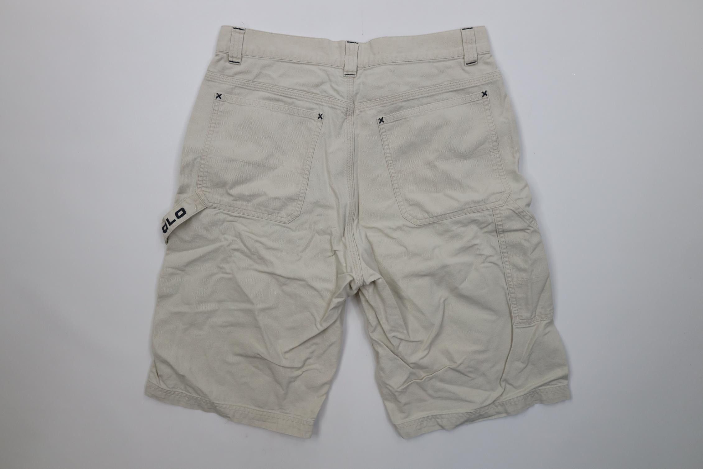 Polo Ralph Lauren Vintage 90s Y2K Ralph Lauren Canvas Dungaree Shorts Stone Size US 30 / EU 46 - 10 Thumbnail