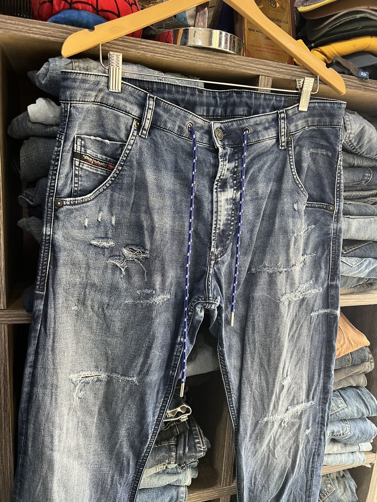 Diesel 🔥Vintage Diesel Stretchable Distressed Denim Sweatpants Size US 36 / EU 52 - 5 Thumbnail