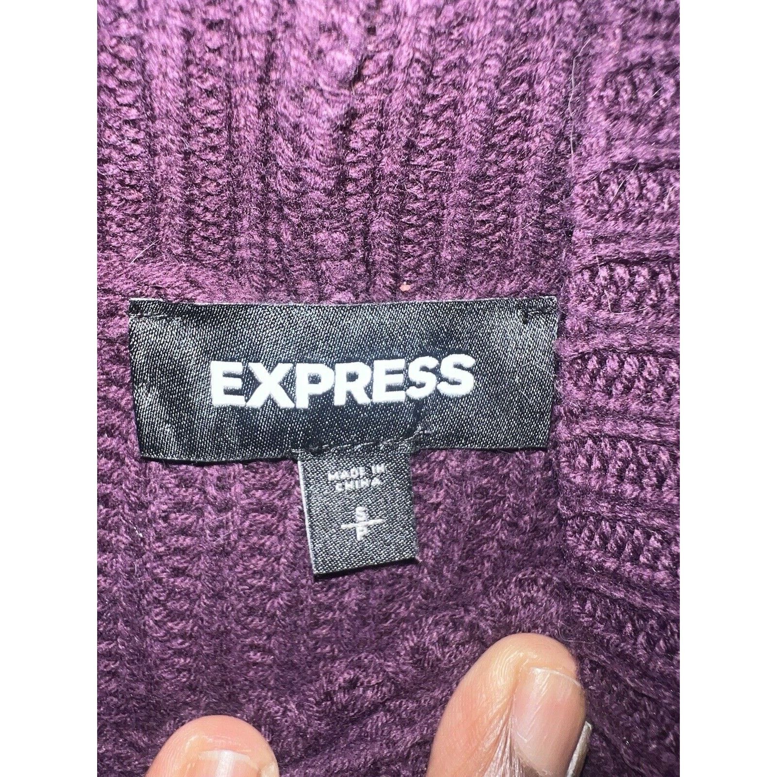 Express Express Women’s Cozy Mock Neck Sweater Purple Size Large Size L / US 10 / IT 46 - 3 Thumbnail