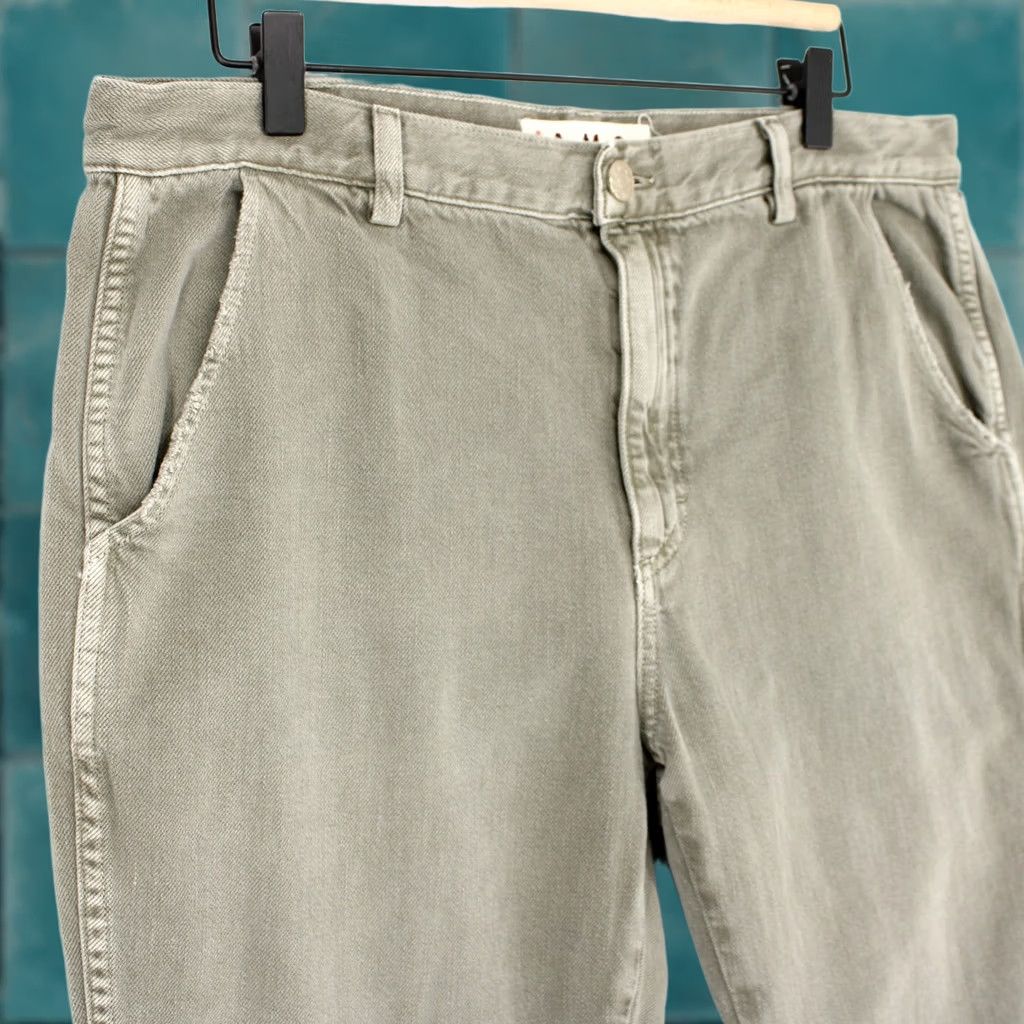 AMO AMO Slouch Trouser Pants Womens 32 Gray Green High Rise Ankle Crop Made in USA Size 24" / US 00 / IT 34 - 1 Thumbnail