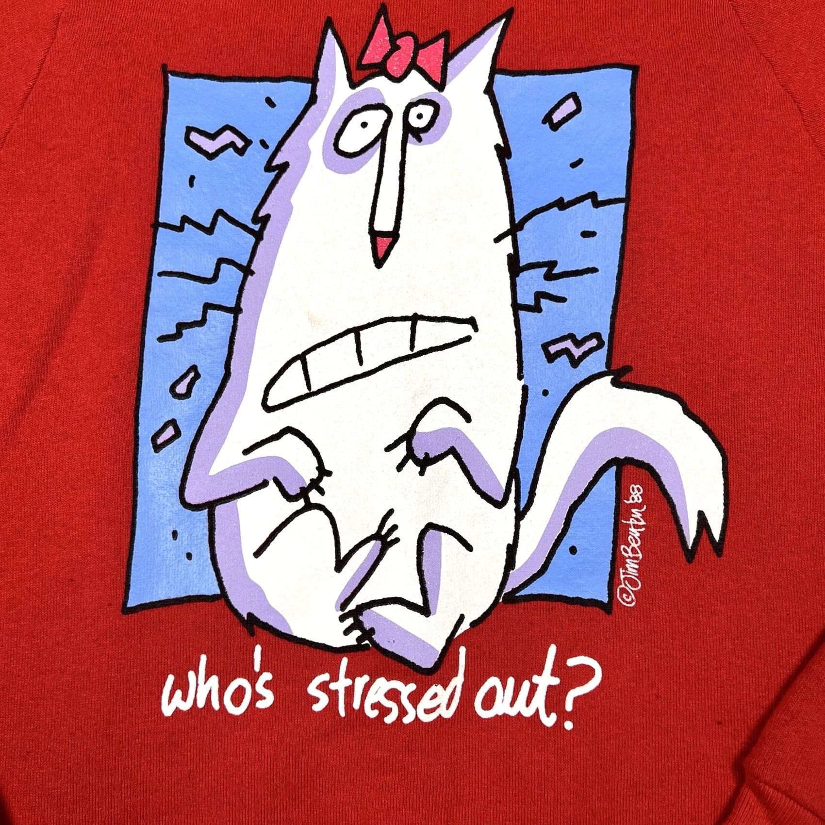 Vintage VINTAGE Screen Stars Sweatshirt Raglan Red 80s Big Cat Graphic Crewneck M Women Size M / US 6-8 / IT 42-44 - 6 Thumbnail