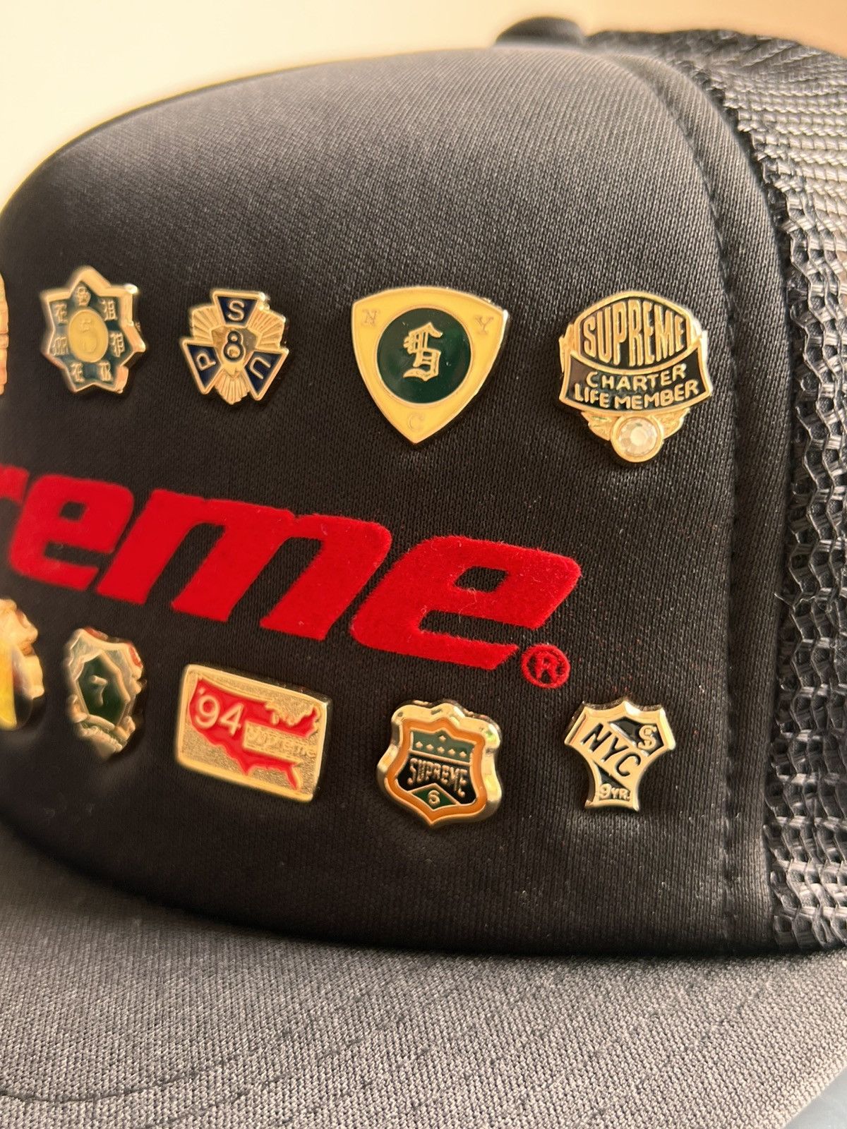 Supreme Supreme Pins Mesh Back 5 Panel Black cap hat snapback enamel Size ONE SIZE - 5 Thumbnail