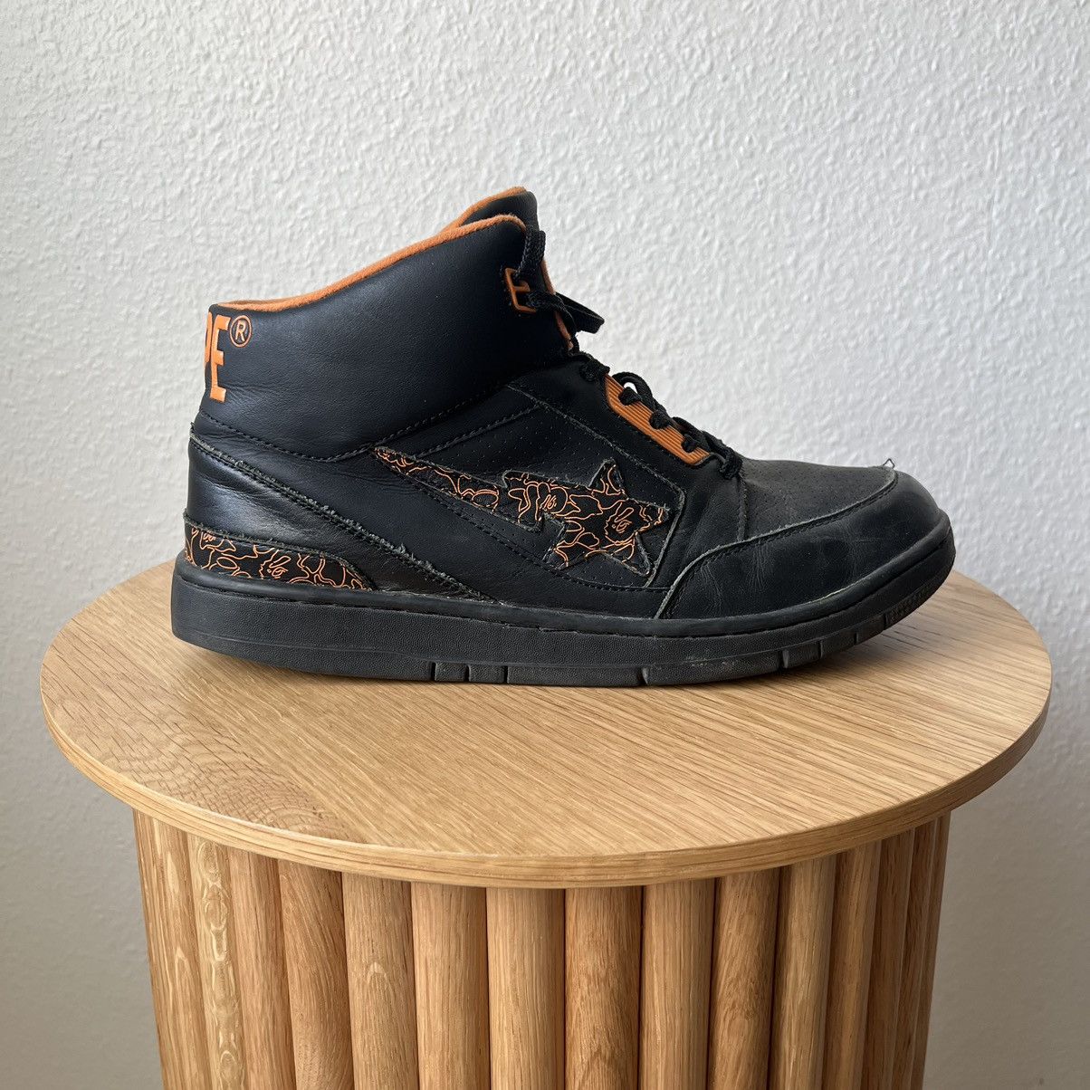 image of Bape "hi Top" Black And Orange Shoes, Men's (Size 11)