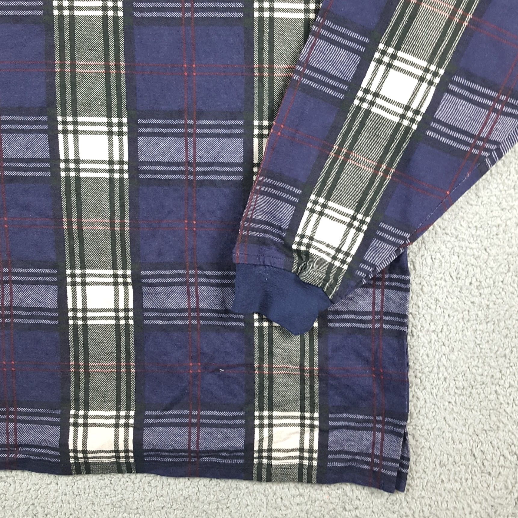 Vintage VINTAGE MunsingWear Polo Shirt Men Large Blue Plaid 90s Casual Work Thick Cotton Size 42R - 4 Thumbnail