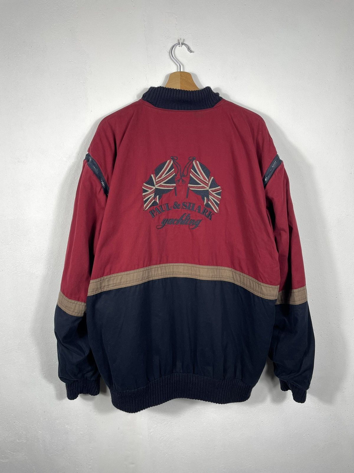 Retro 90s Navy Red Paul & Shark Double-sided Bomber
