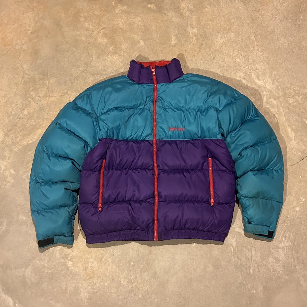 image of Crazy Vintage 90's Marmot Colorblock Down Jacket Nuptse, Men's (Size Large)