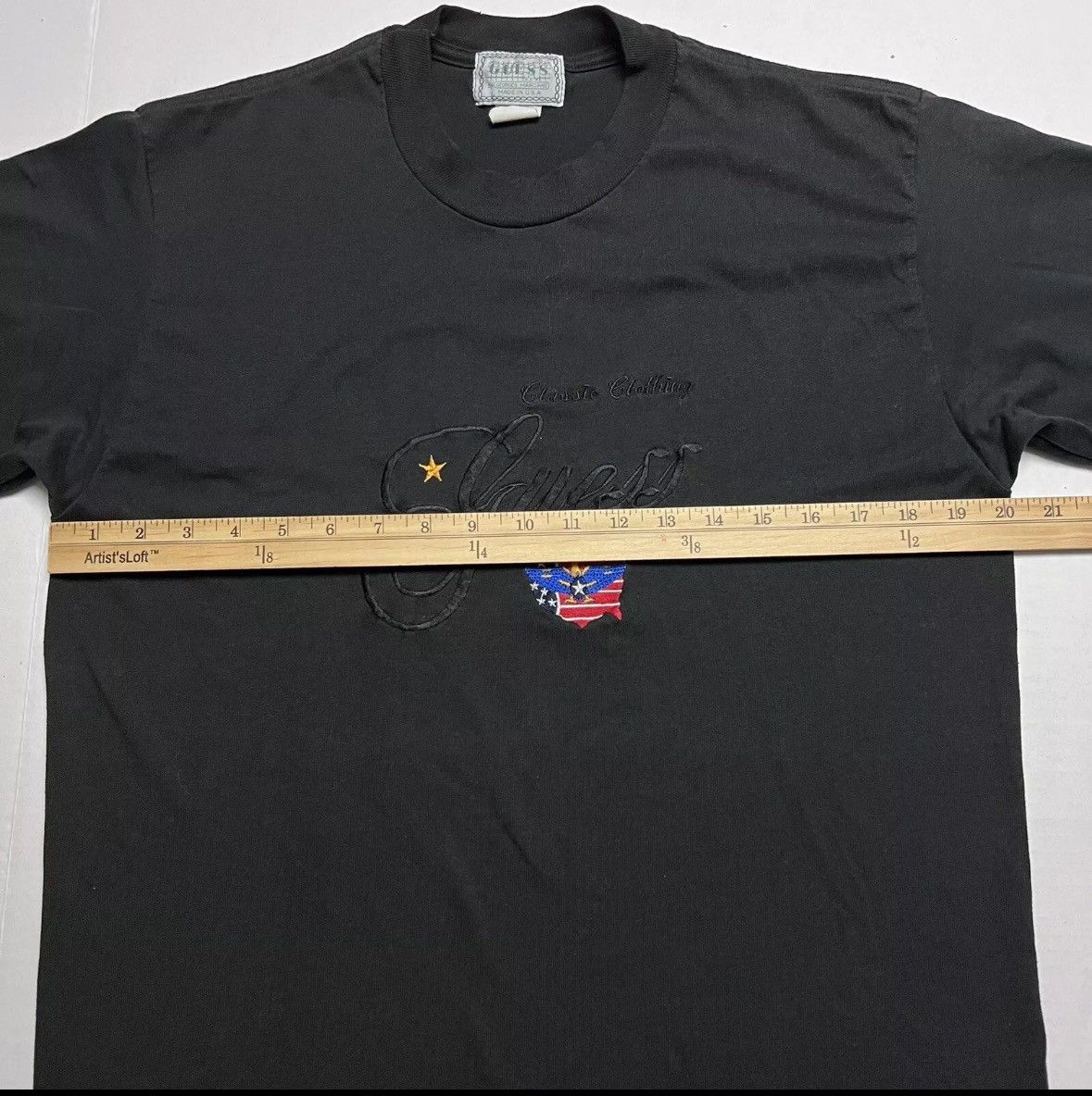 Georges Marciano × Guess × Vintage Vintage Guess Embroidered T-Shirt In Black Made in USA Size US L / EU 52-54 / 3 - 5 Thumbnail