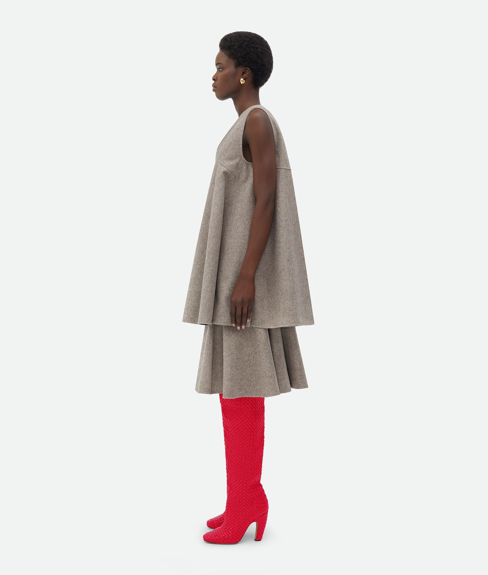 Bottega Veneta o1bcso1str0225 Wool Flannel A-Line Dress in Grey Melange Size XS / US 0-2 / IT 36-38 - 2 Thumbnail