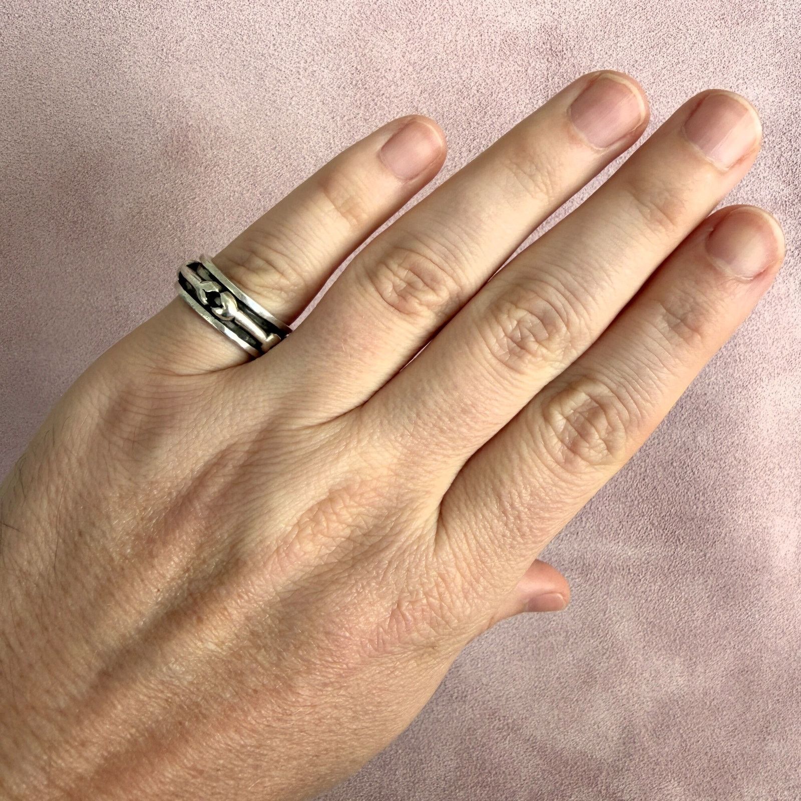 Sterling Silver sterling silver mens bones spinner band ring size 8.75 Size ONE SIZE - 2 Thumbnail