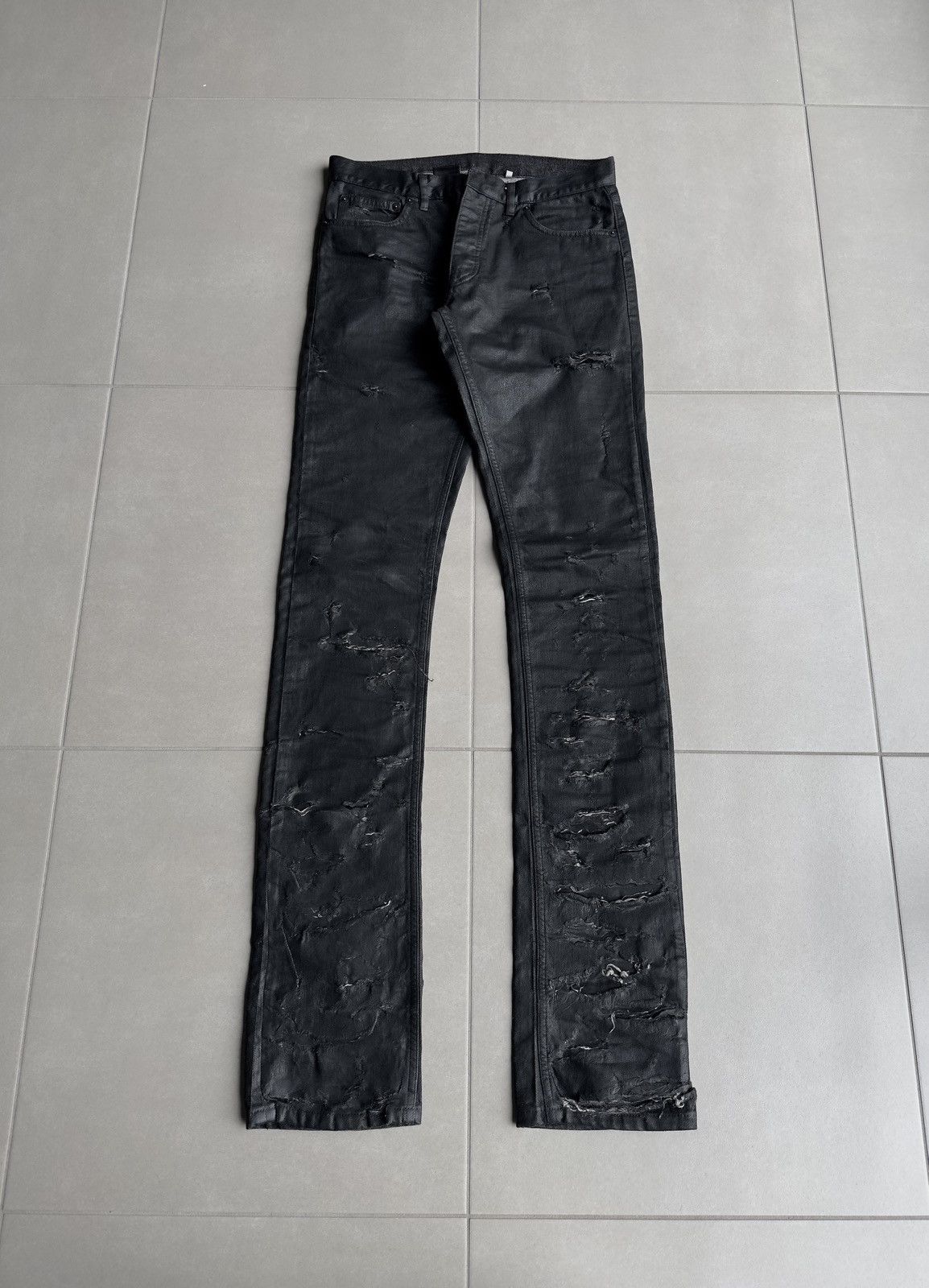 d*7様 難あり Dior homme 04SS strip期 レザーパッチタン Dior Homme Runway SS04 “Strip” Waxed Denim | eBay