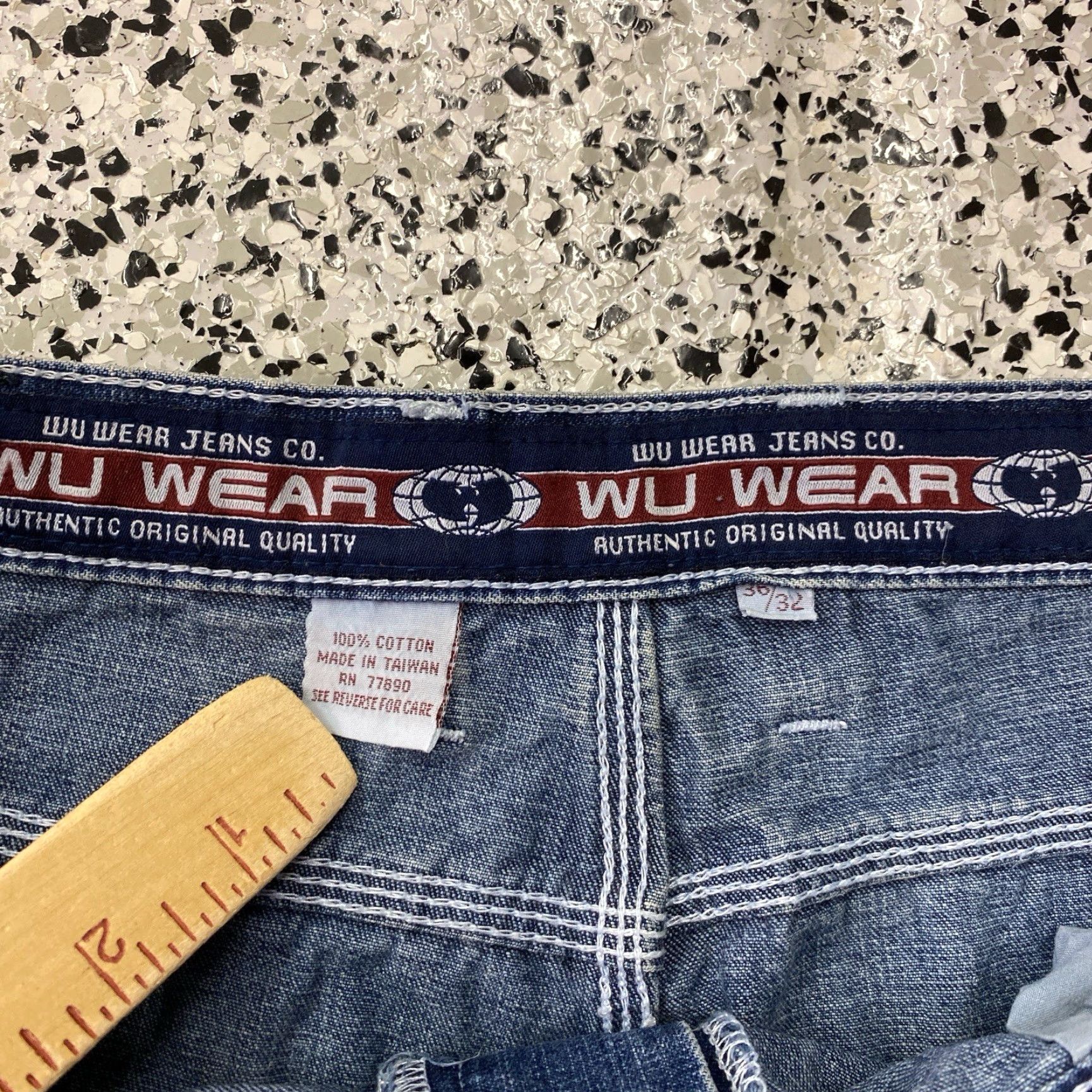 Vintage VINTAGE Wu Wear Jeans Baggy Wide Leg Carpenter Mens 36x32 36x31 Blue Denim GUC Size US 33 - 3 Thumbnail