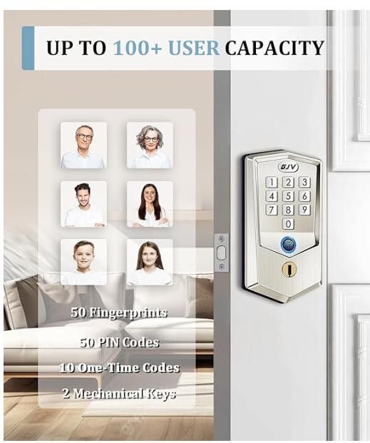 NBDN Nobrandedon Keyless Entry Door Lock, Fingerprint Deadbolt & Auto-Lock Size ONE SIZE - 3 Thumbnail