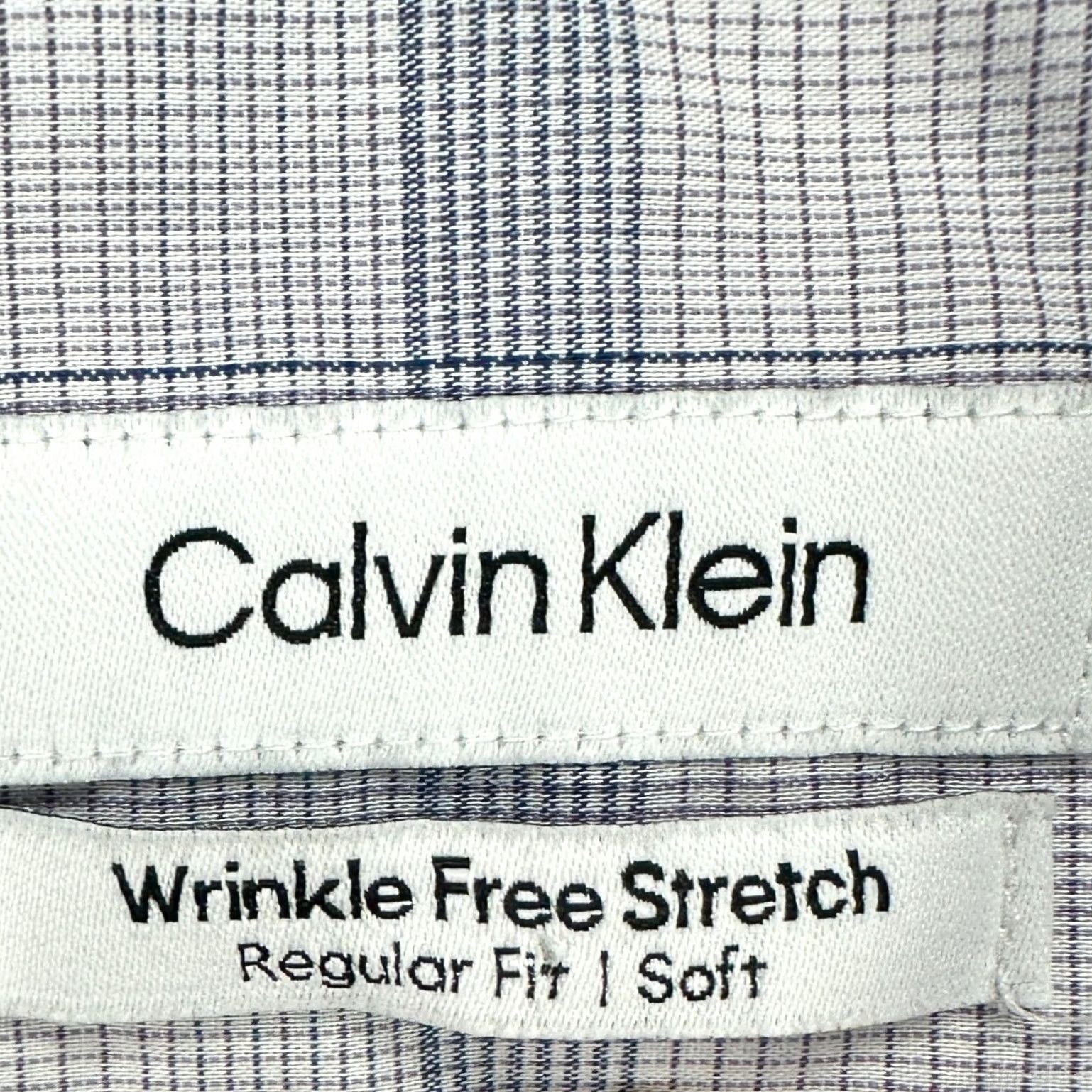 Calvin Klein Calvin Klein Shirt Dress Mens 2XL Purple Blue Plaid Soft Stretch Size 48R - 4 Thumbnail